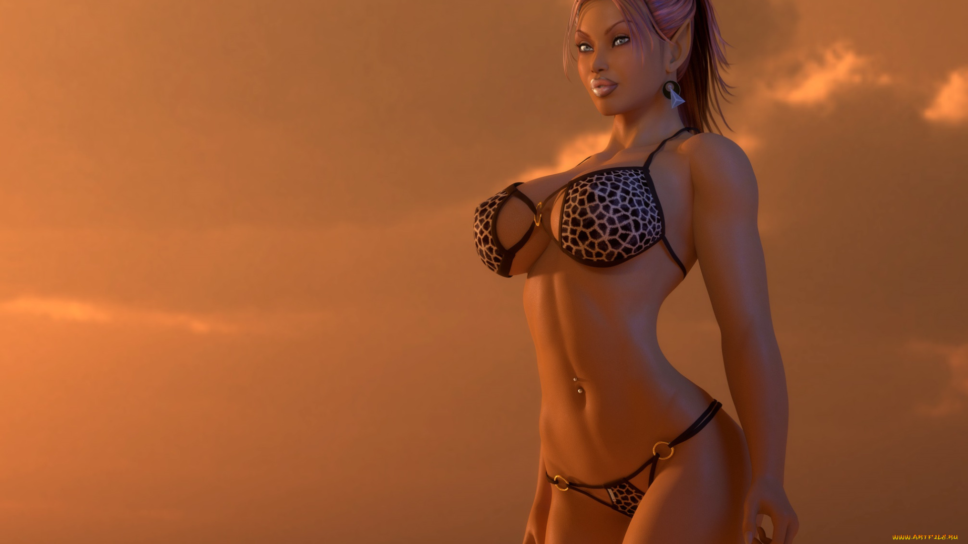 3д, графика, эльфы, , elves, фон, взгляд, девушка