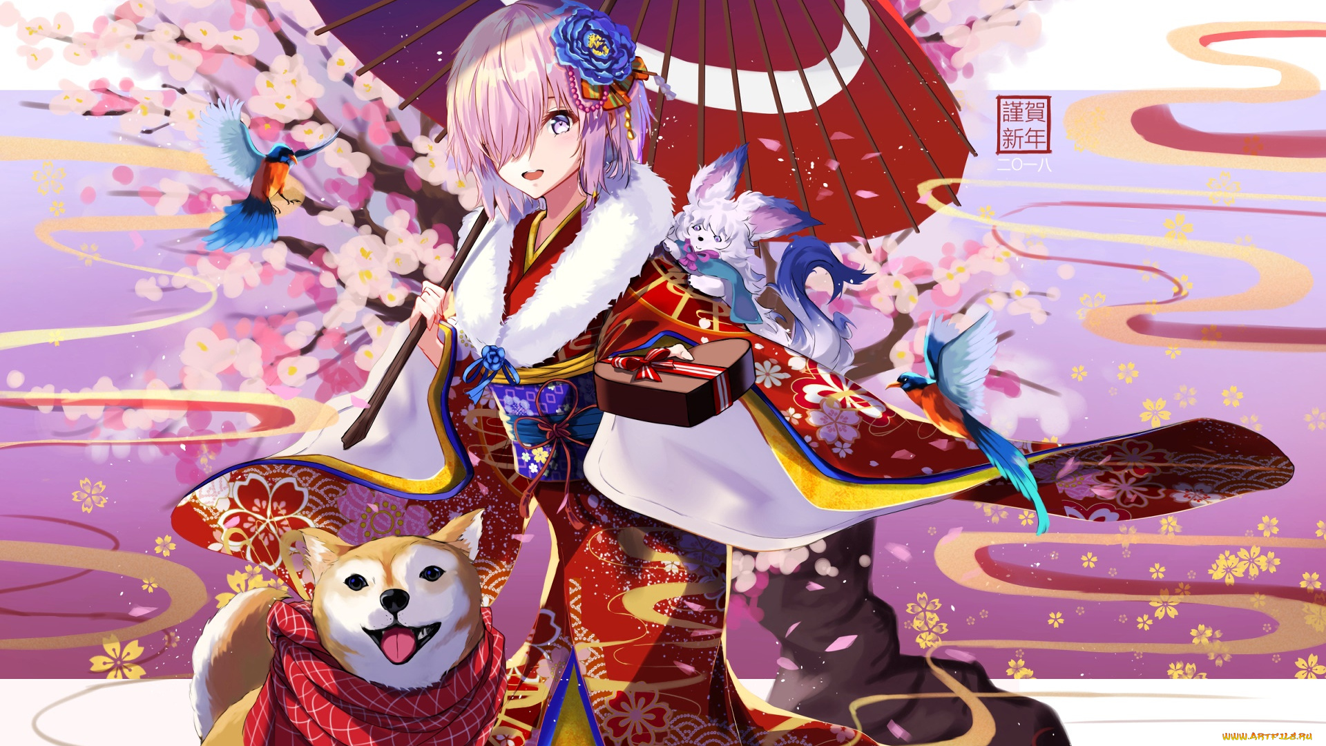 аниме, fate, stay, night, фон, взгляд, девушка