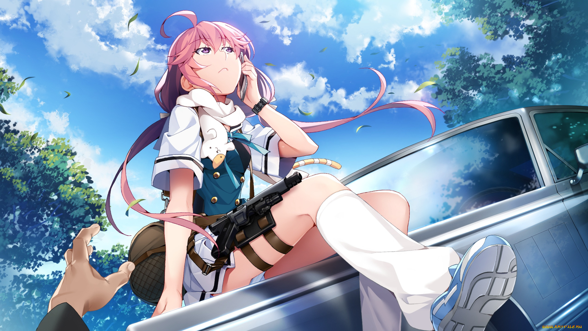 аниме, grisaia, no, kajitsu, девушка, взгляд, фон