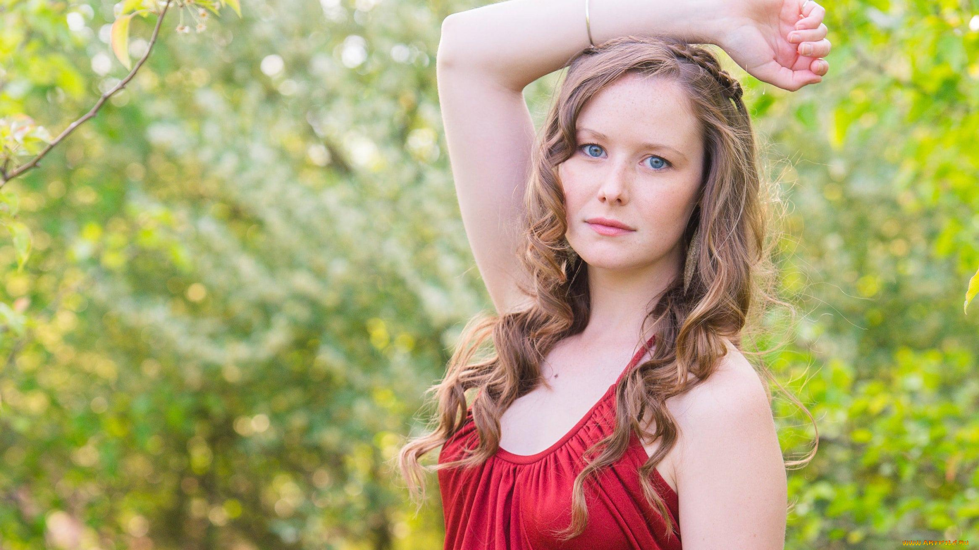 девушки, -unsort, , блондинки, , светловолосые, сарафан, браслет, зелень