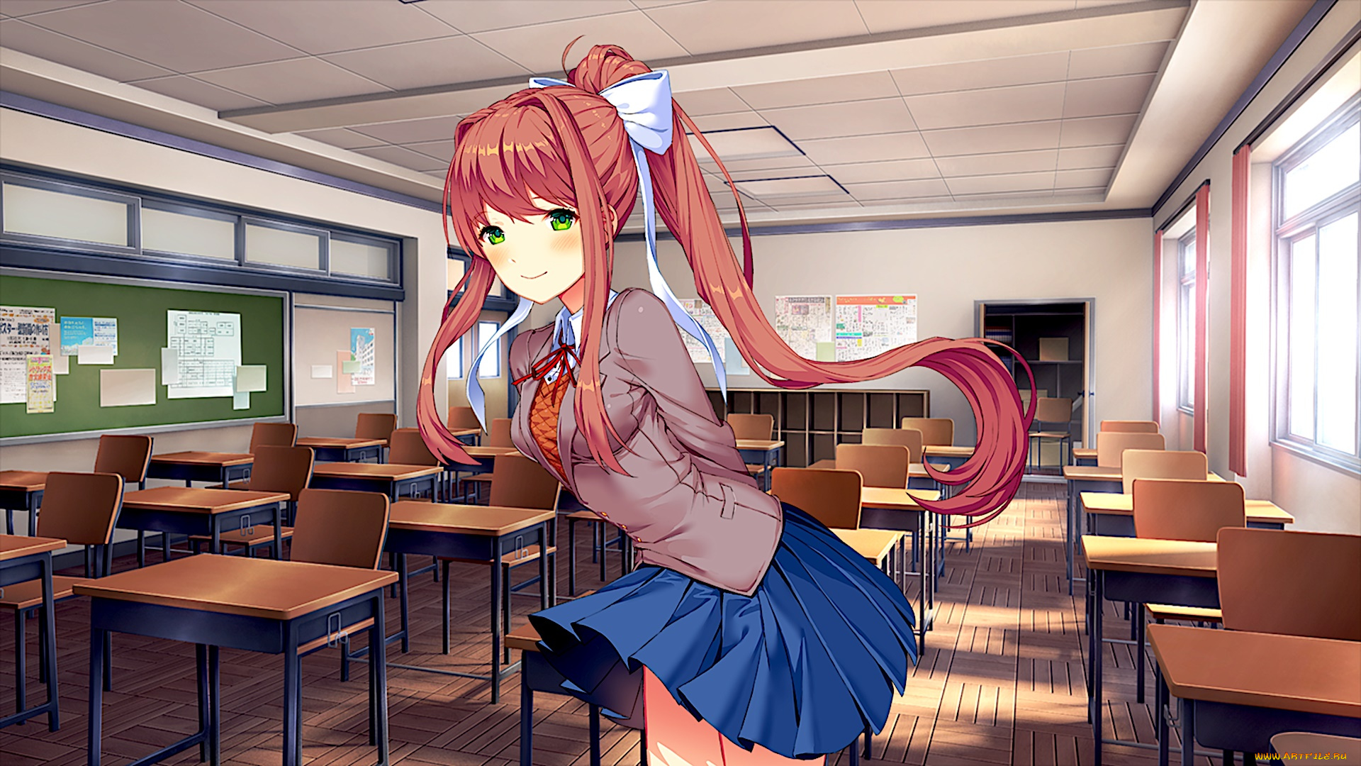 doki, doki, literature, club, аниме, фон, взгляд, девушка