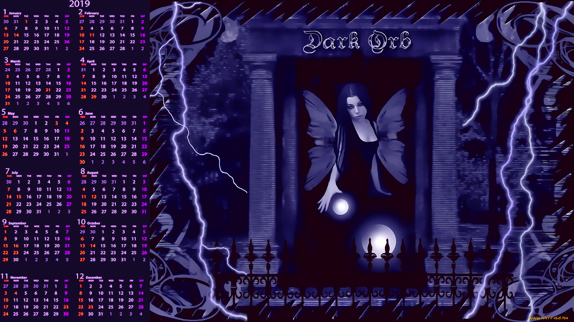 календари, фэнтези, девушка, крылья