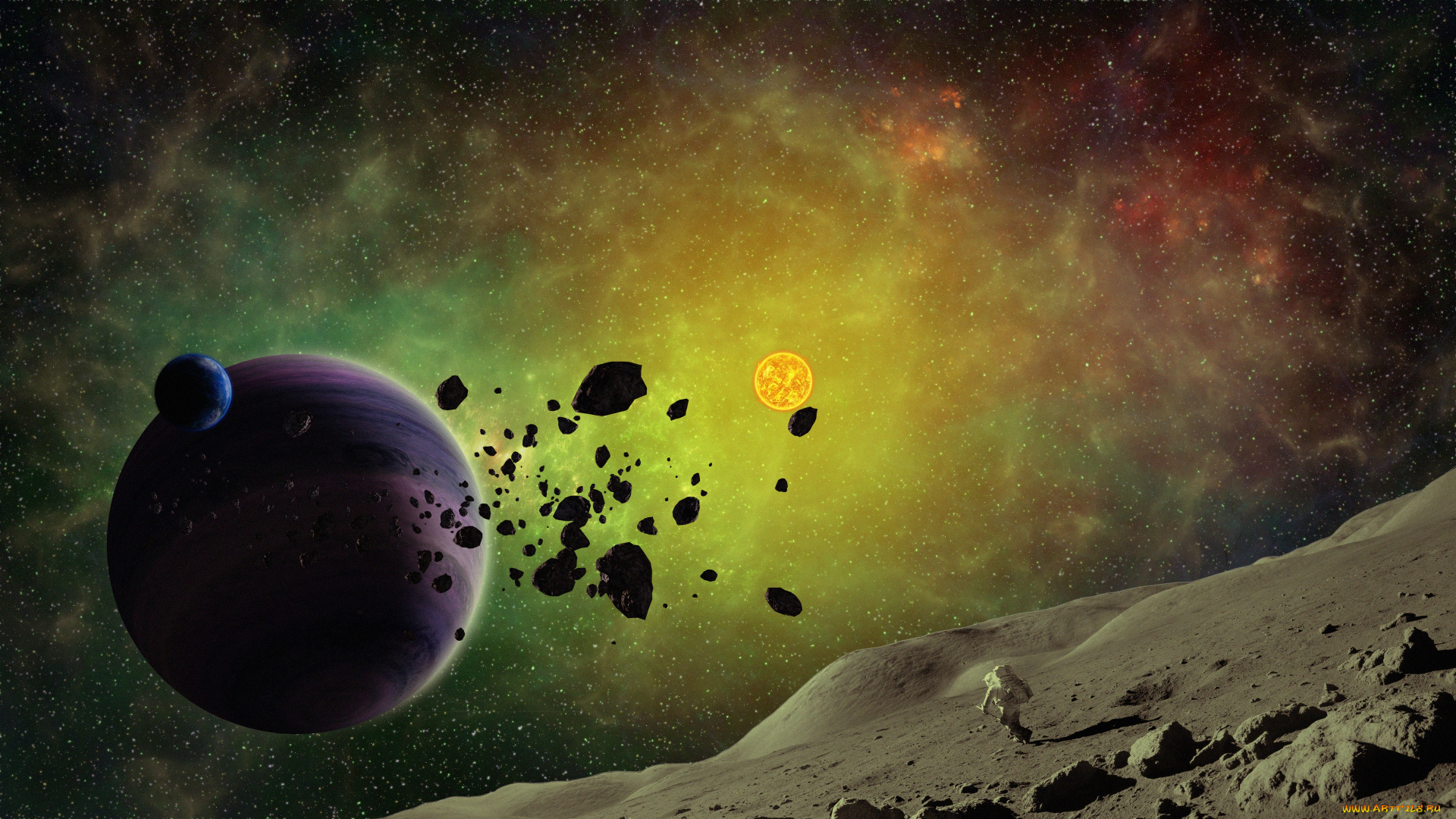 космос, арт, галактики, звезды, вселенная, планета