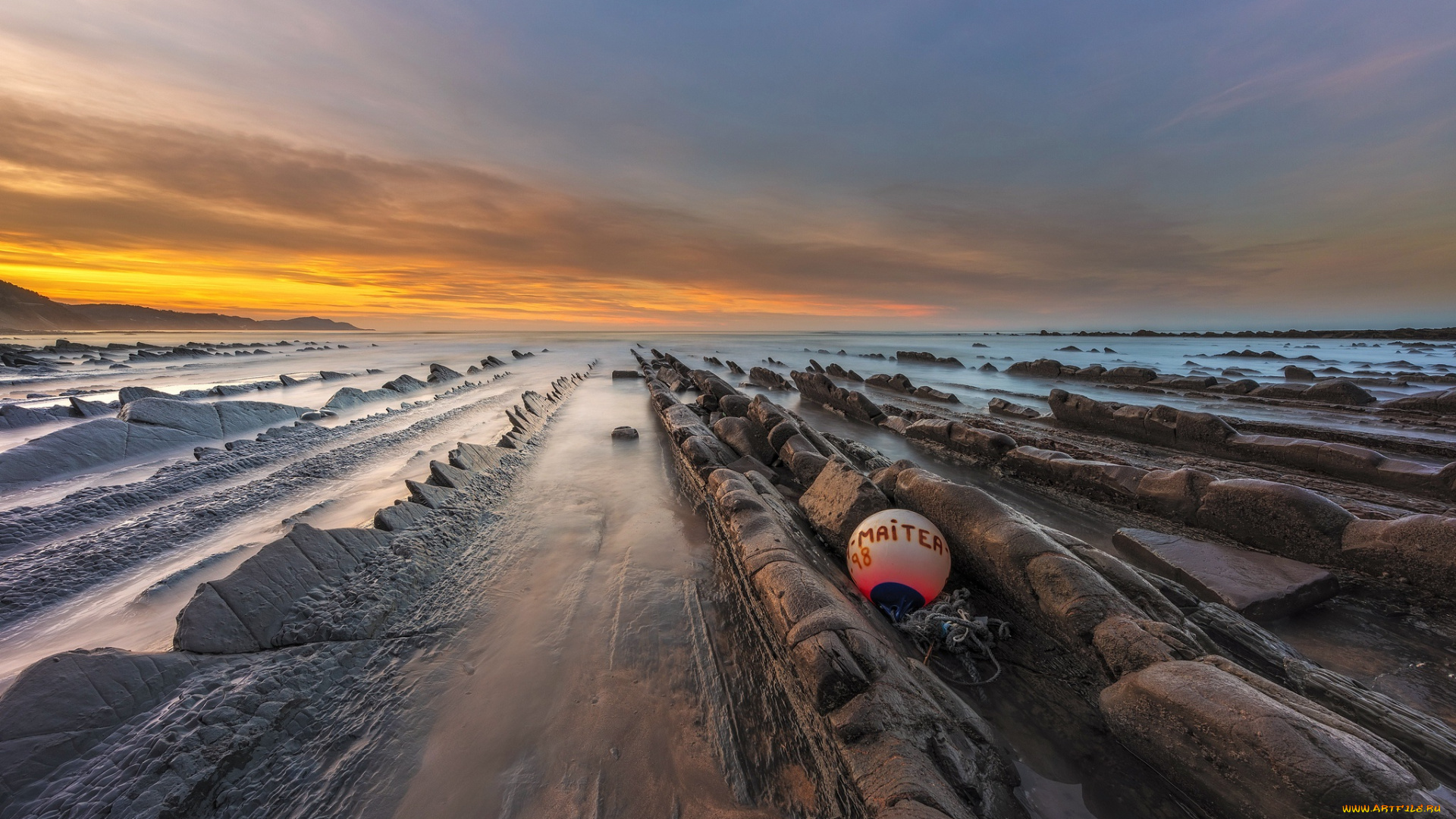 природа, побережье, море, берег, скалы, закат