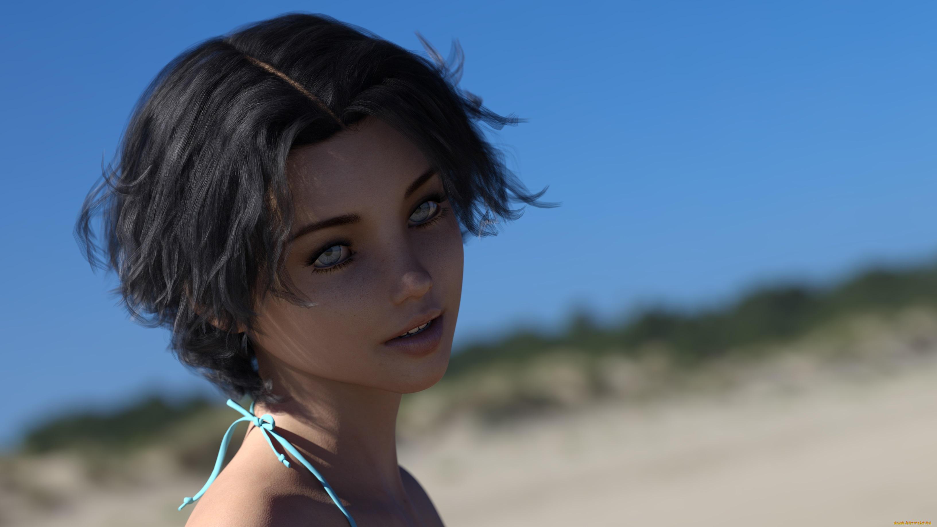 3д, графика, портрет, , portraits, взгляд, девушка, фон