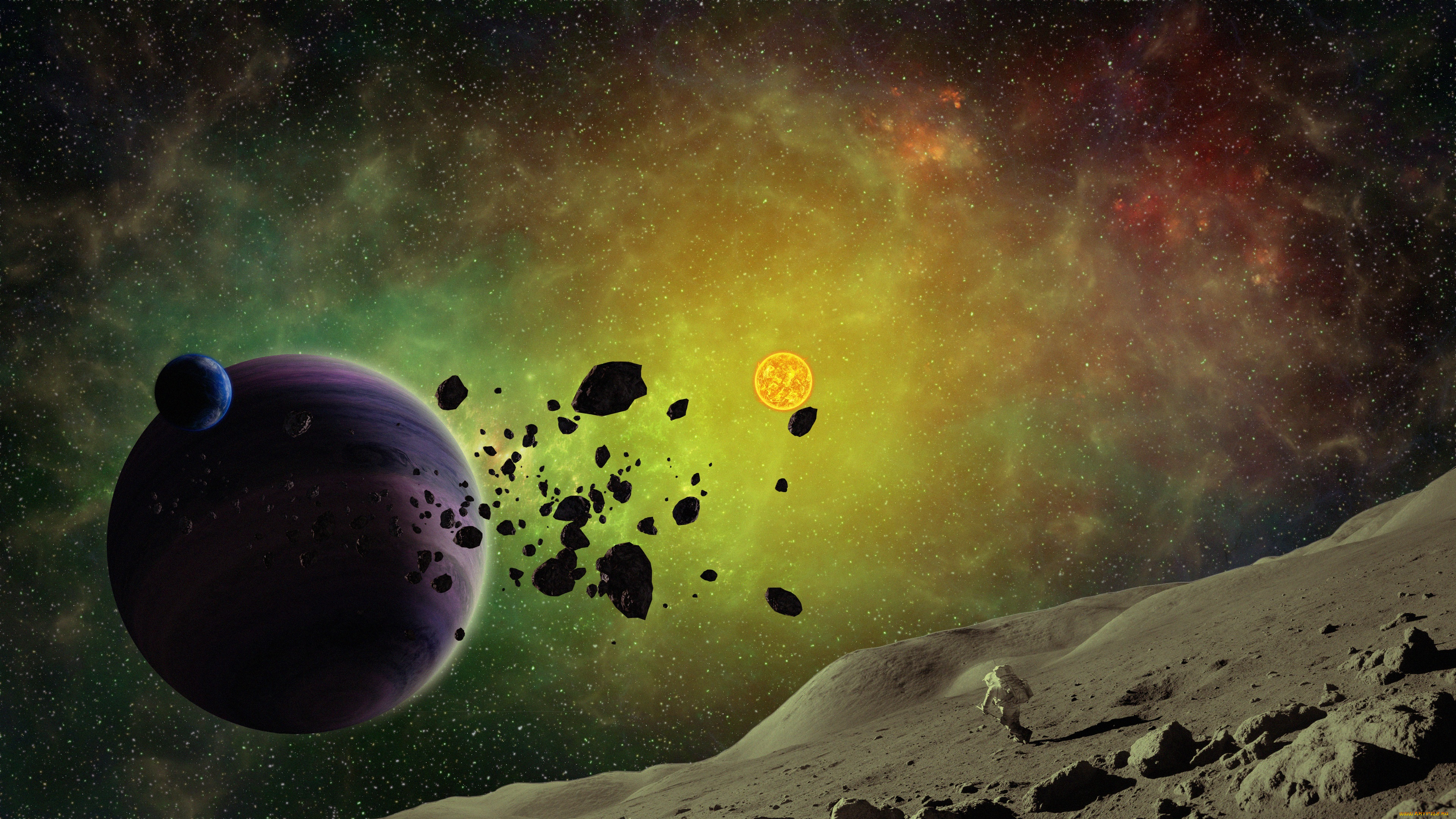 космос, арт, галактики, звезды, вселенная, планета