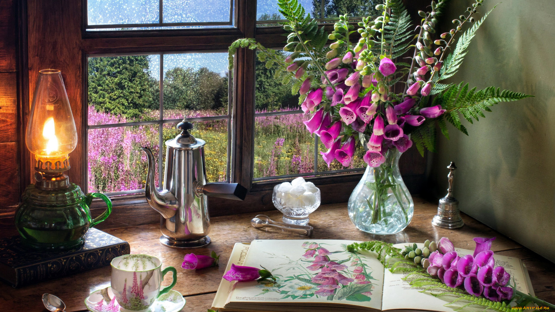 разное, посуда, , столовые, приборы, , кухонная, утварь, лампа, книга, дигиталис, букет