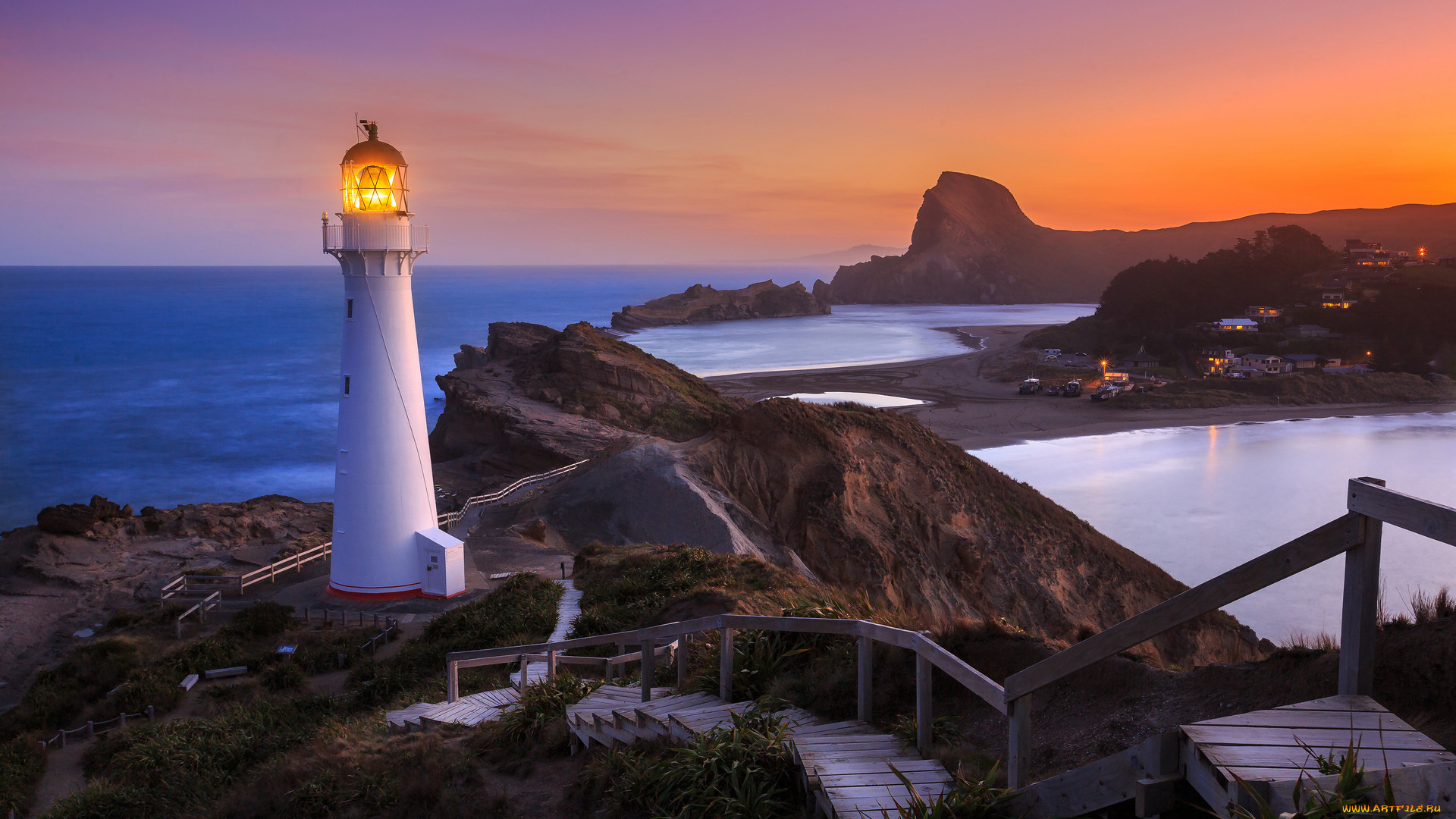 castlepoint, lighthouse, new, zealand, природа, маяки, castlepoint, lighthouse, new, zealand