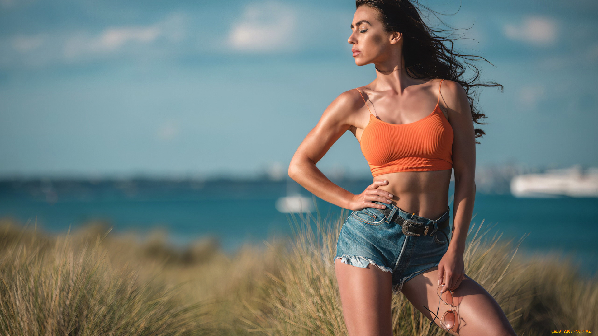 девушки, -, брюнетки, , шатенки, брюнетка, шорты, топ, очки, поза, eliza, watson