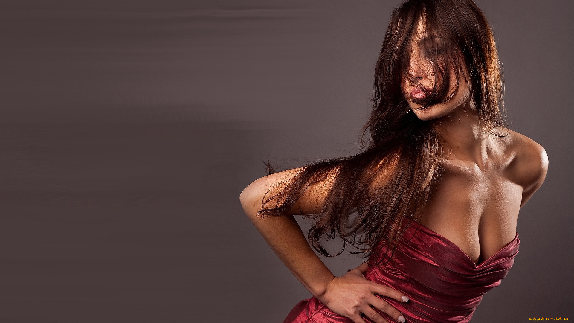 девушки, -, брюнетки, , шатенки, шатенка, поза, декольте