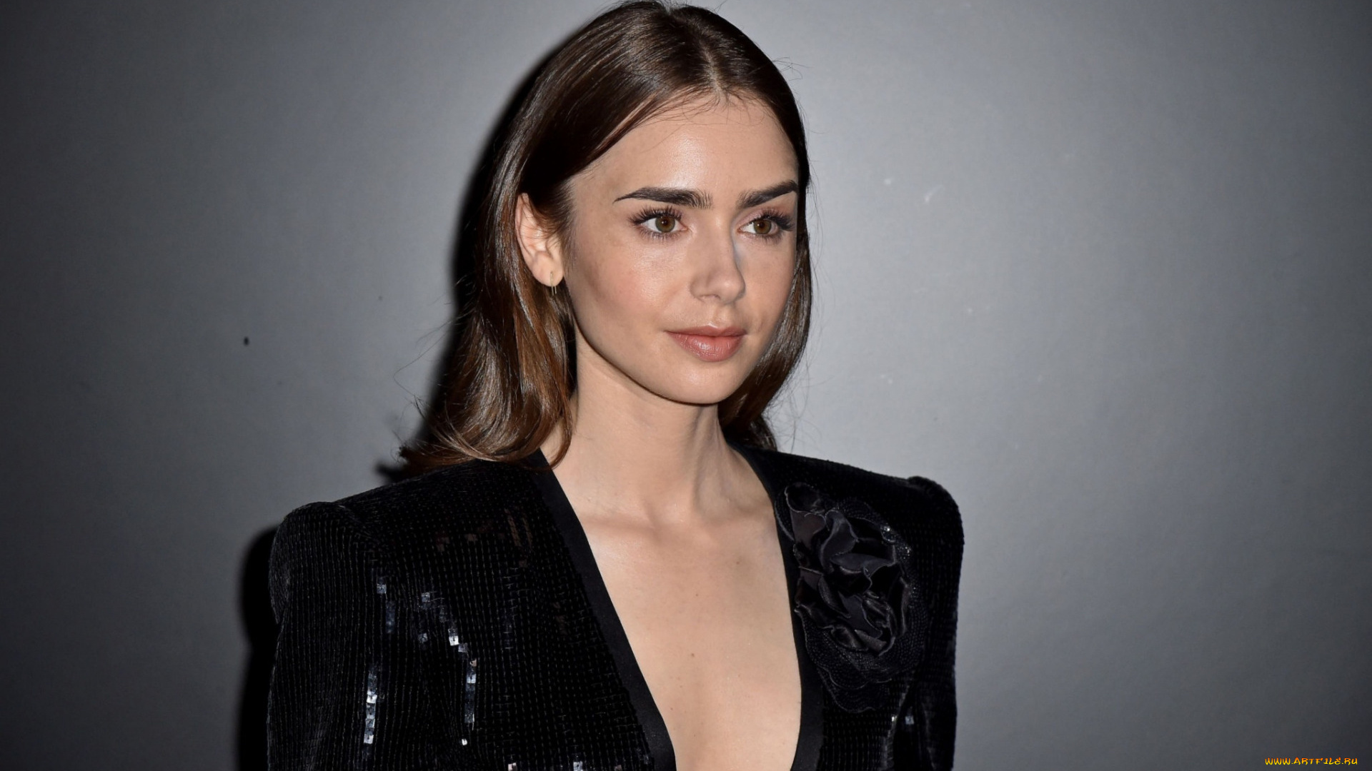 девушки, lily, collins, декольте