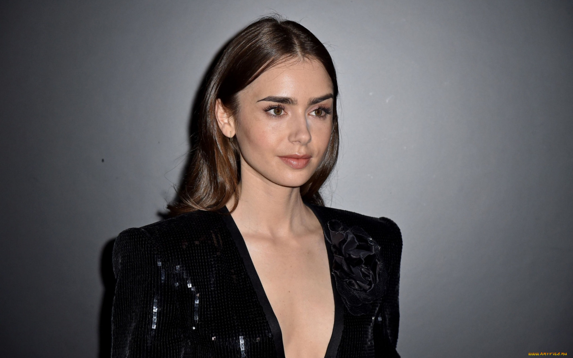 девушки, lily, collins, декольте