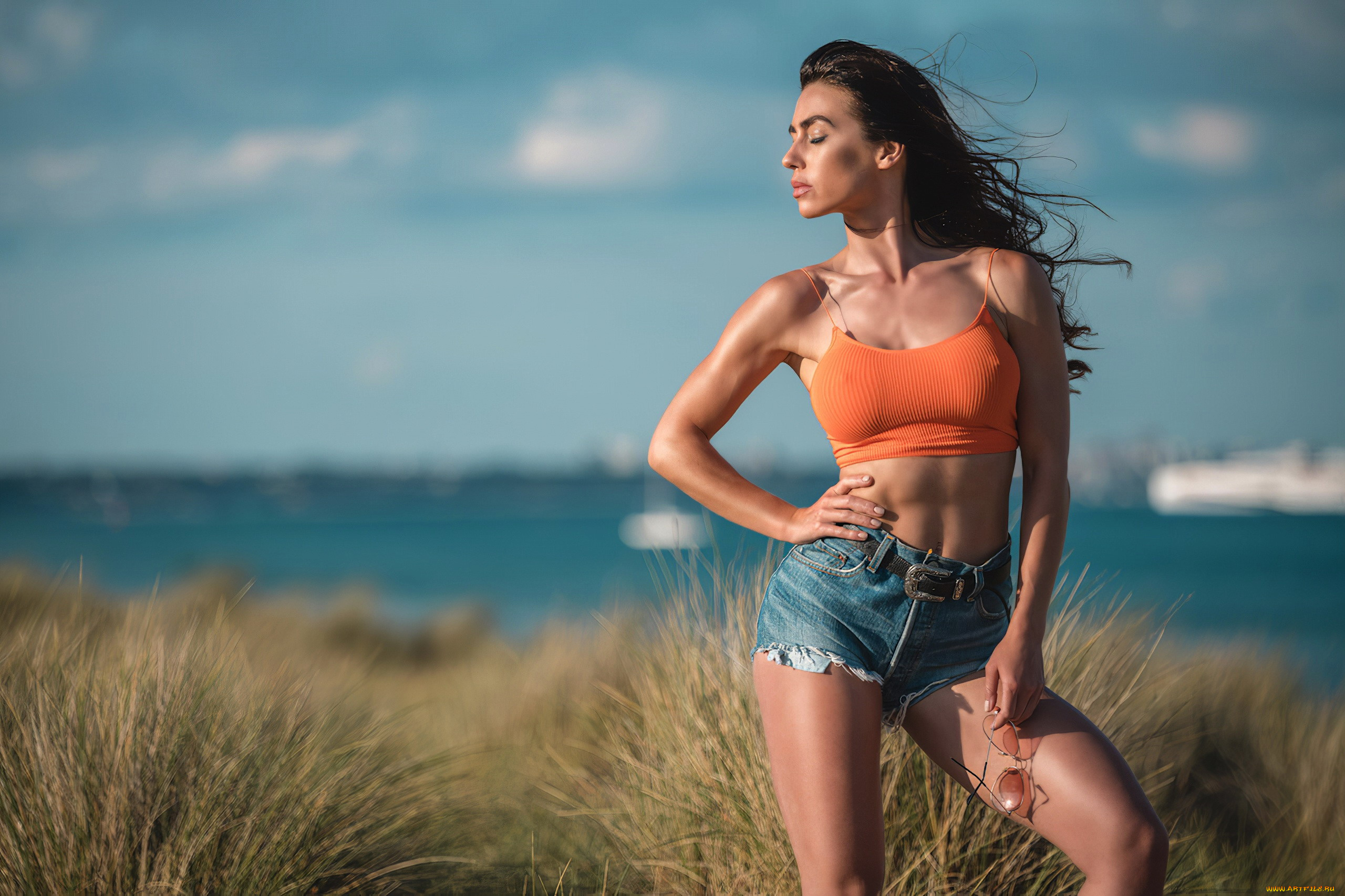 девушки, -, брюнетки, , шатенки, брюнетка, шорты, топ, очки, поза, eliza, watson