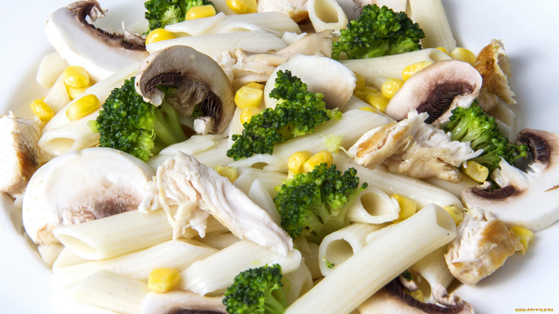еда, грибы, , грибные, блюда, макароны, шампиньоны, брокколи, салат