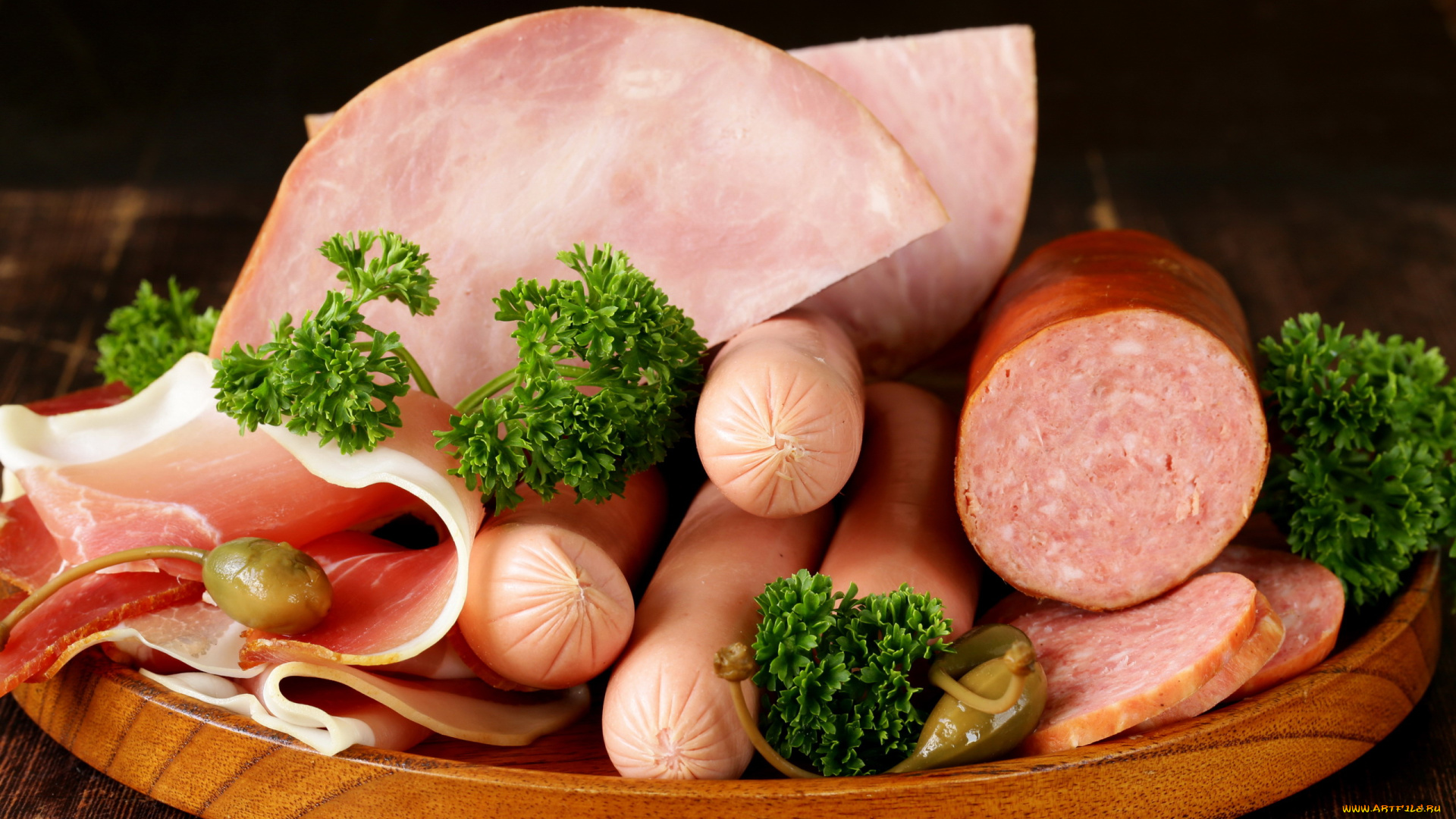 еда, колбасные, изделия, сосиски, ветчина, колбаса, петрушка
