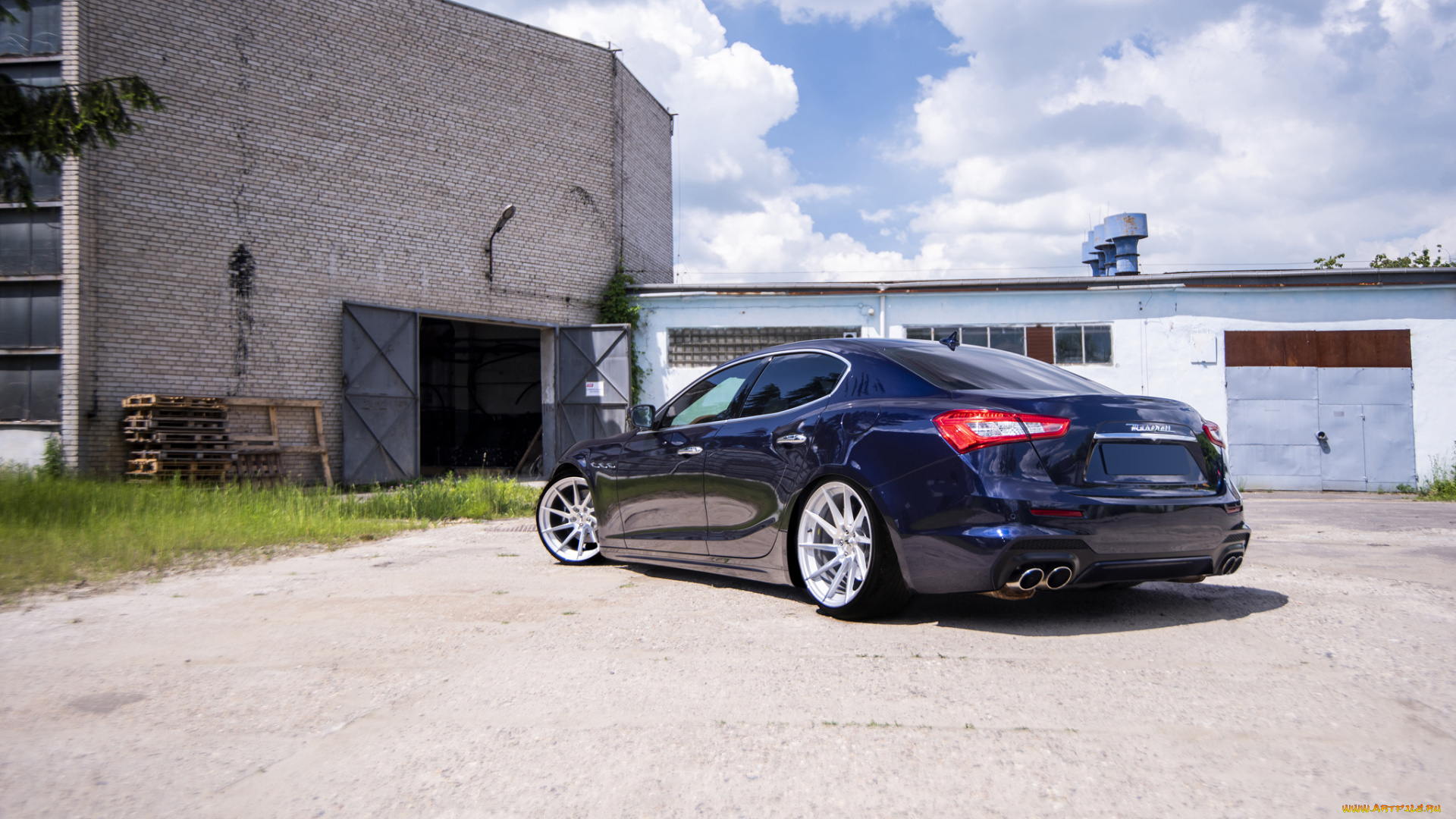 maserati, автомобили, ghibli, rear, вид, сзади, sportcar, sedan, blue