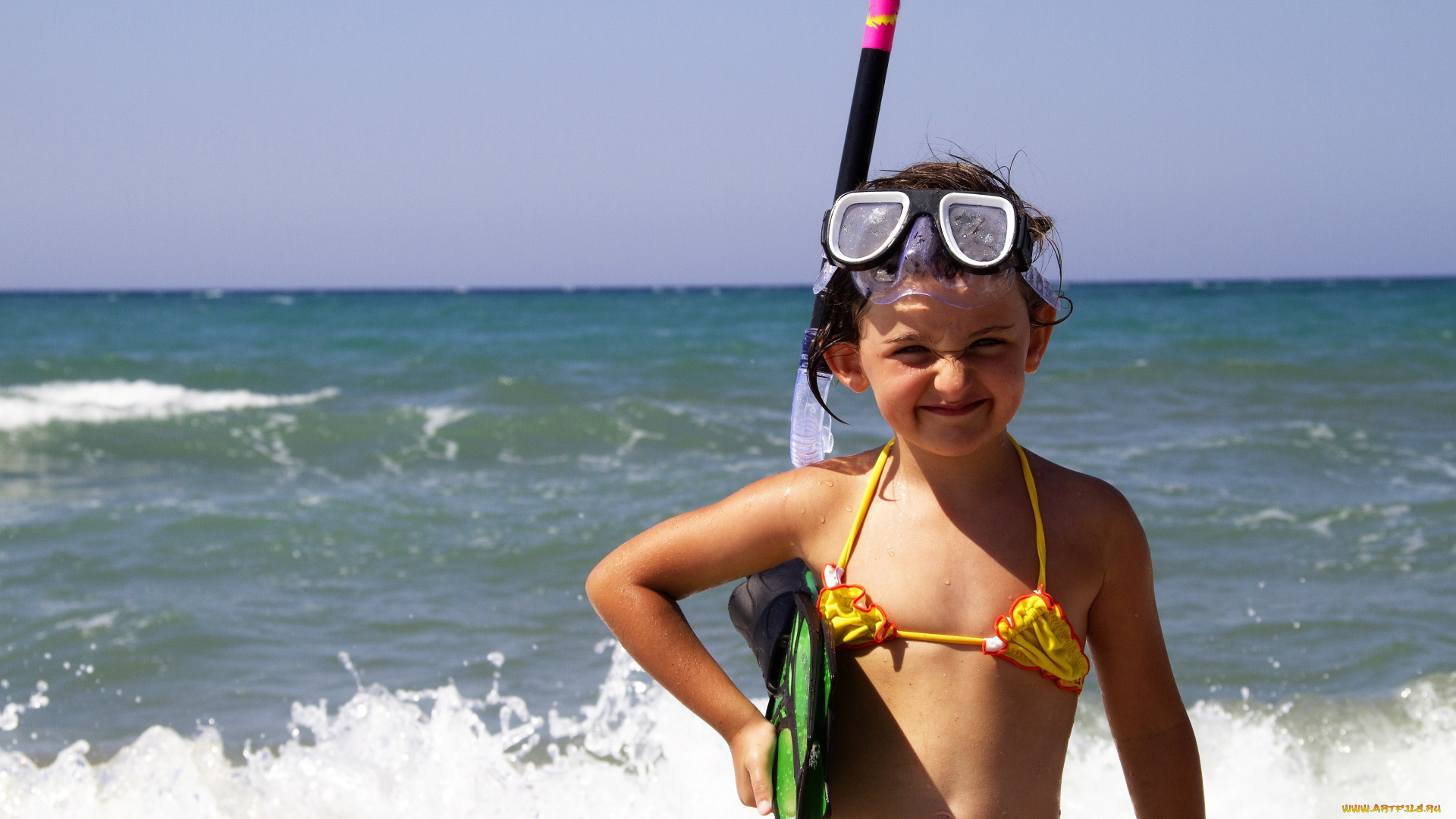 разное, дети, девочка, маска, море