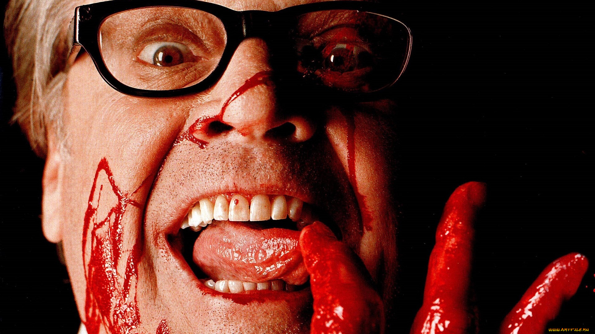 мужчины, jack, nicholson, актер, лицо, очки, кровь