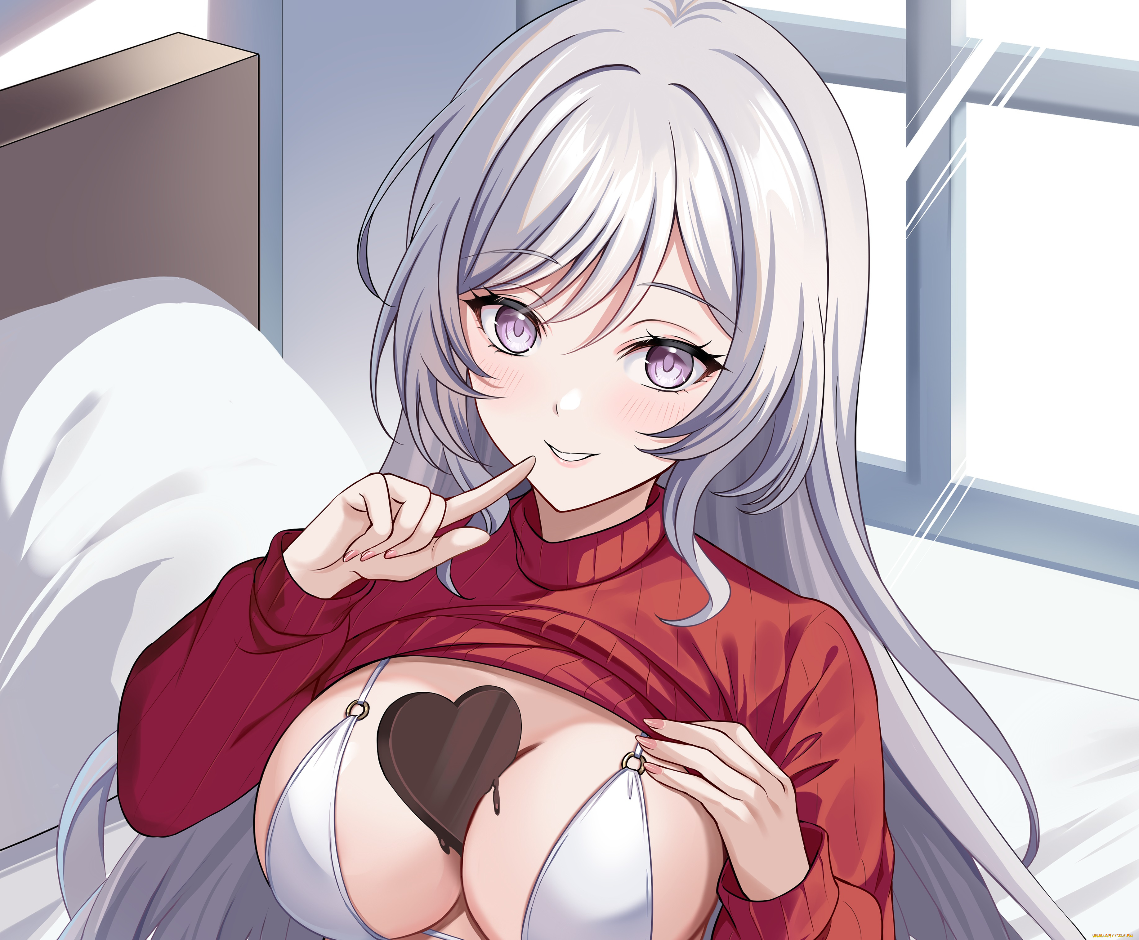 аниме, день, святого, валентина, девушка, поза