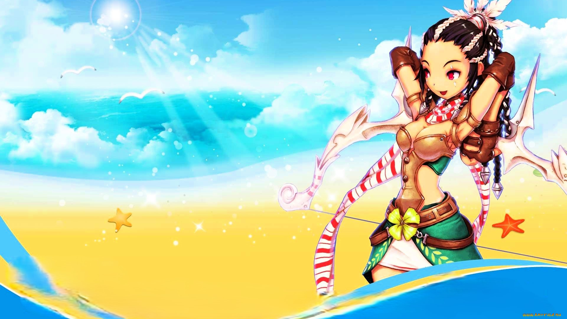 видео, игры, dragonica, персонаж, девушка, облака