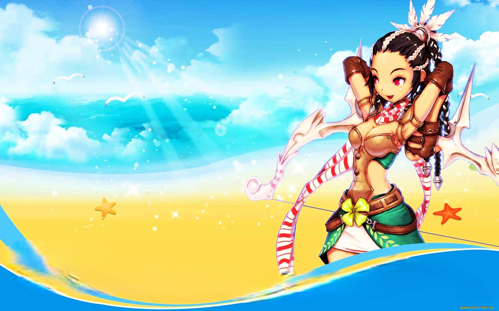 видео, игры, dragonica, персонаж, девушка, облака