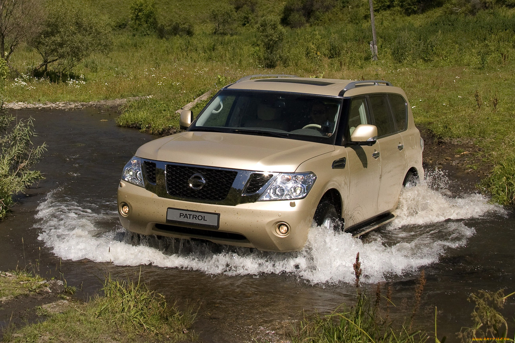 nissan, patrol, y62, автомобили, datsun, внедорожник, вода, в, движении