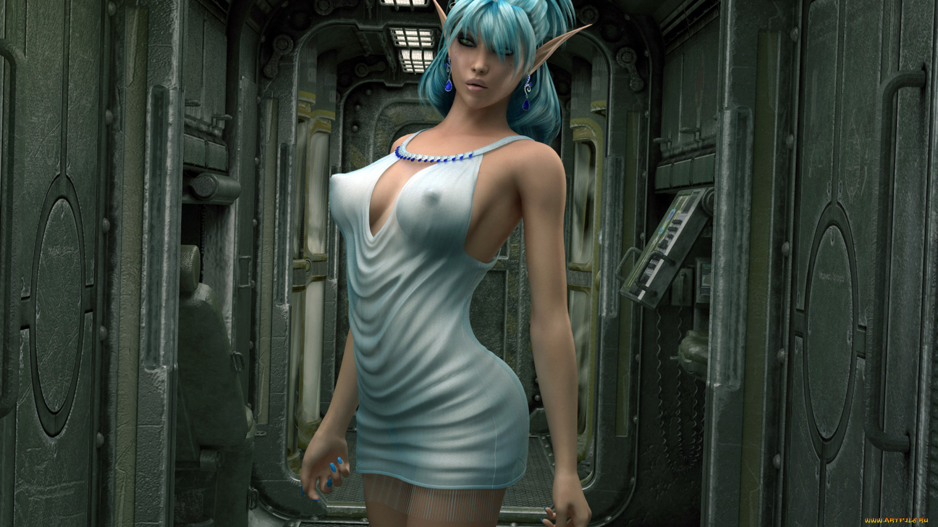 3д, графика, elves, эльфы, rendering, рендеринг, 3d, девушка, эльф, секси, текстура, платье