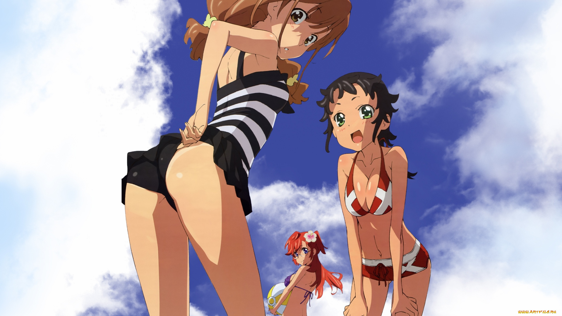 аниме, ano, natsu, de, matteru, купальники, облака