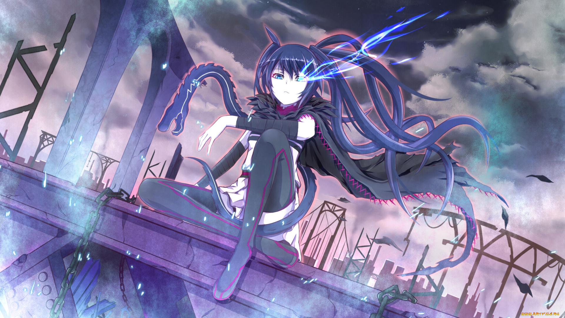 аниме, black, rock, shooter