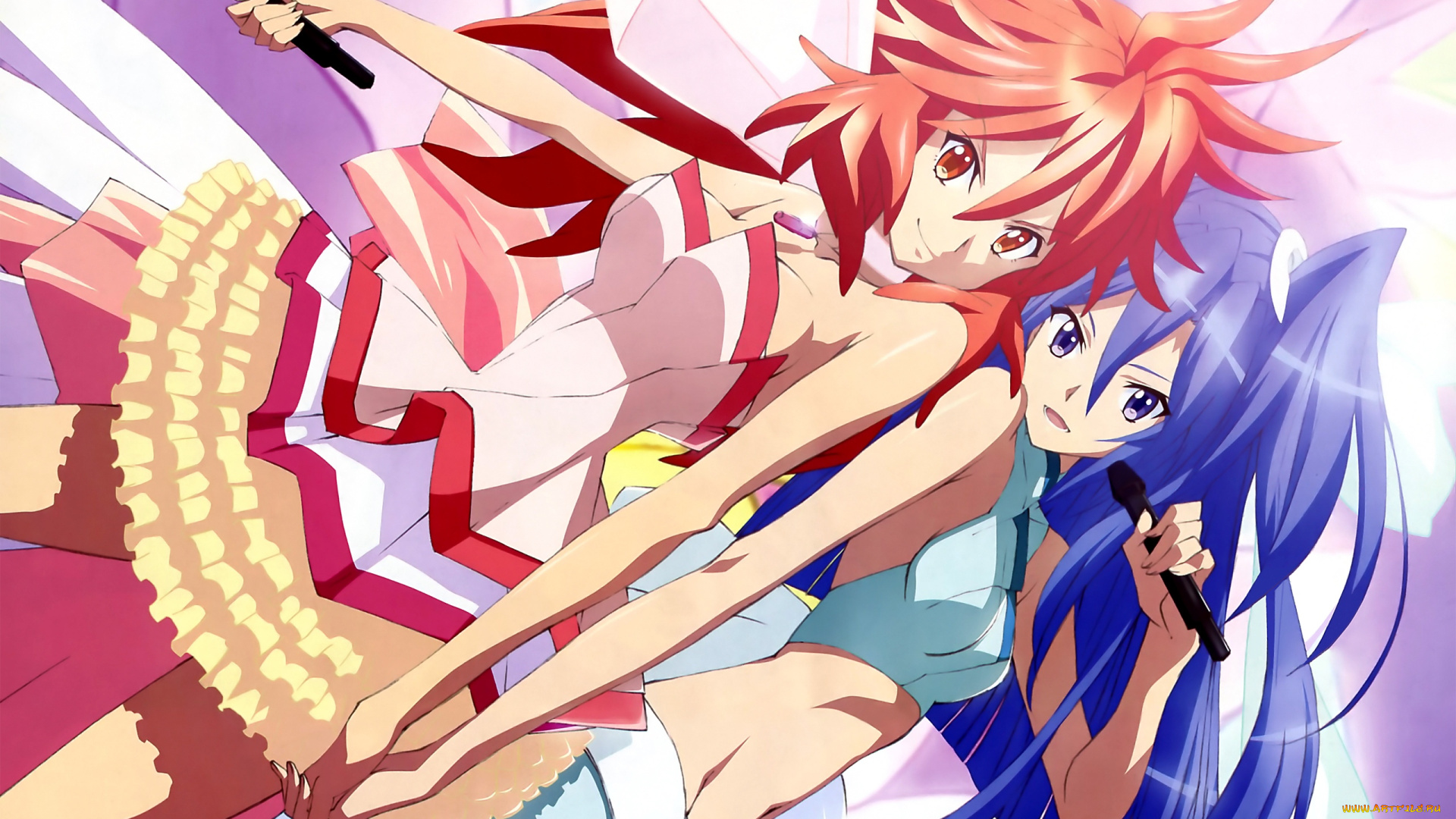 аниме, senki, zesshou, symphogear, микрофоны, девушки