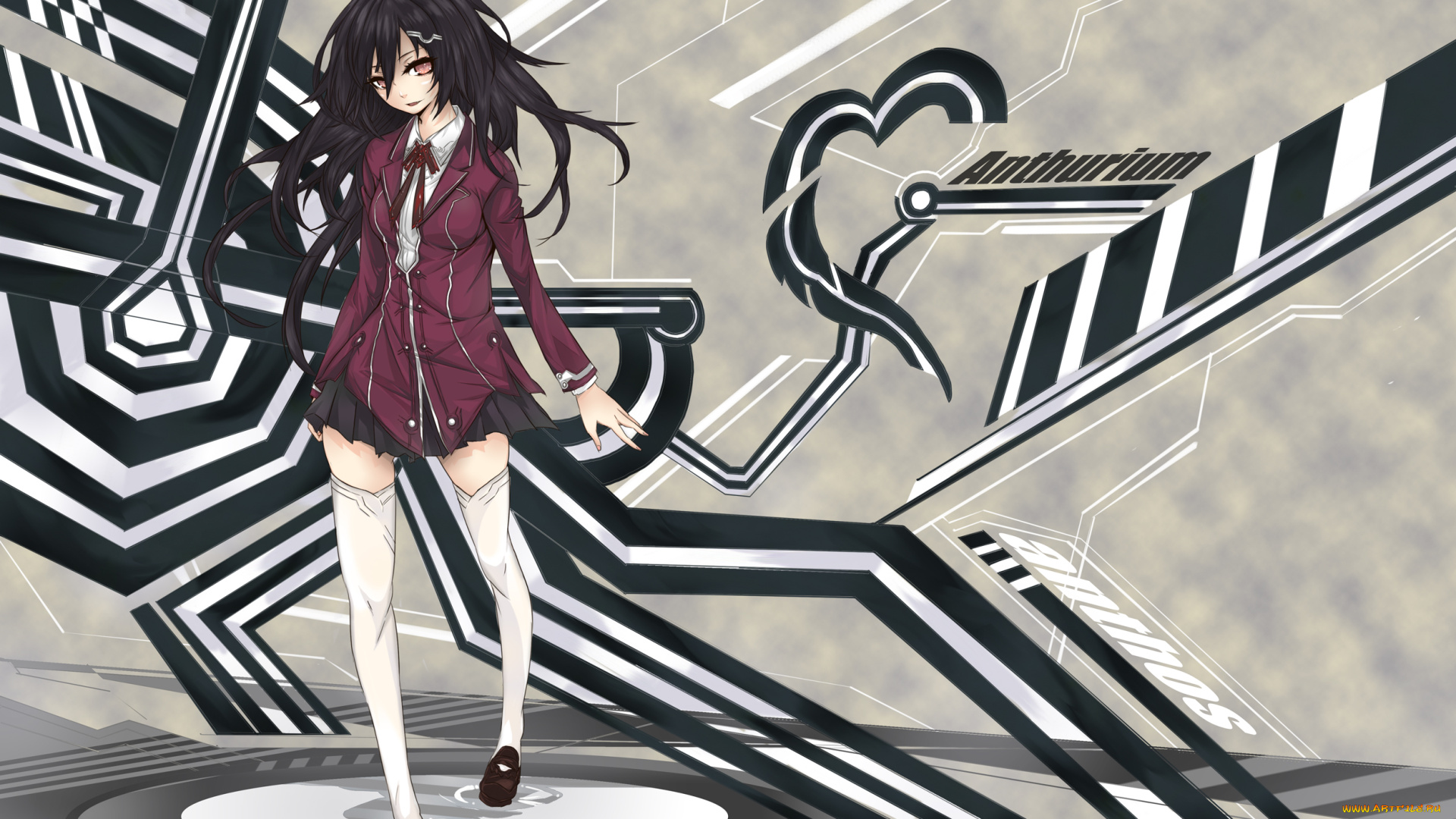 аниме, *unknown, другое, чулки, девушка, школьная, форма, школьница