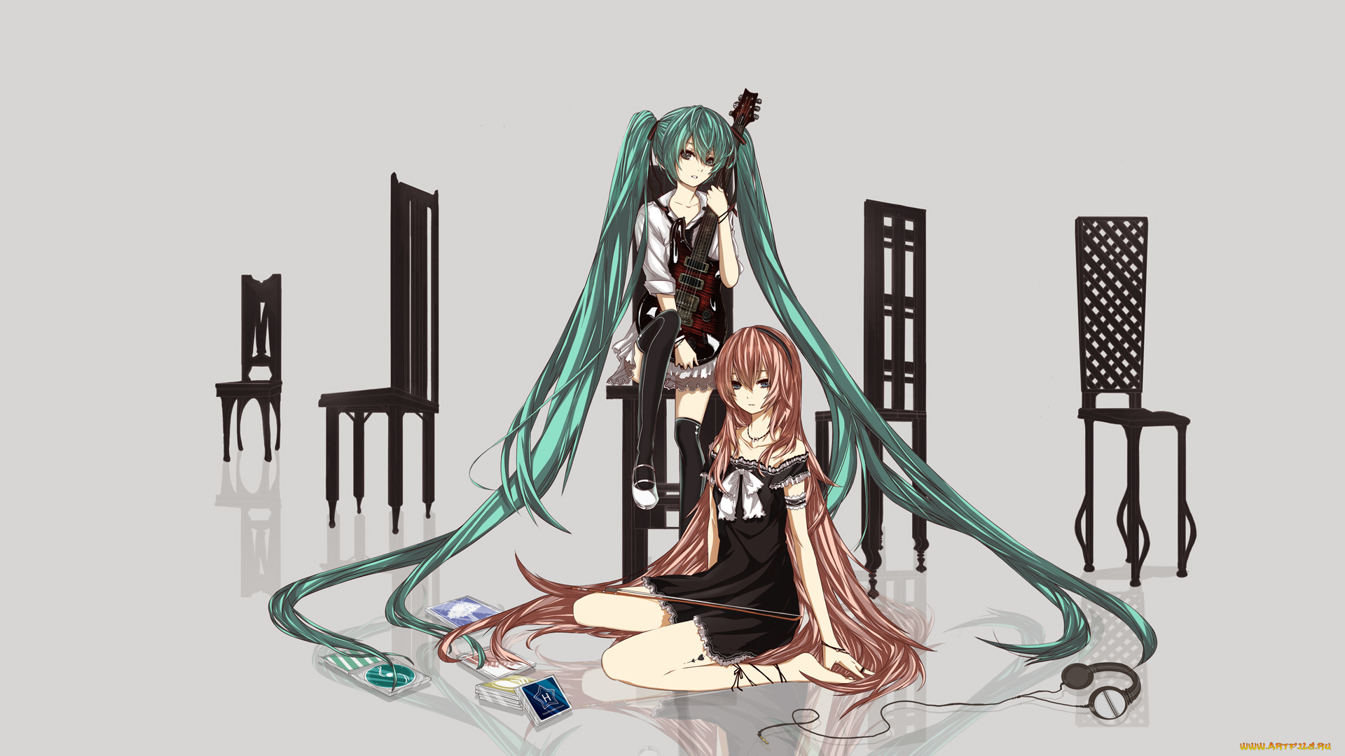 аниме, vocaloid, air, hatsune, miku, megurine, luka