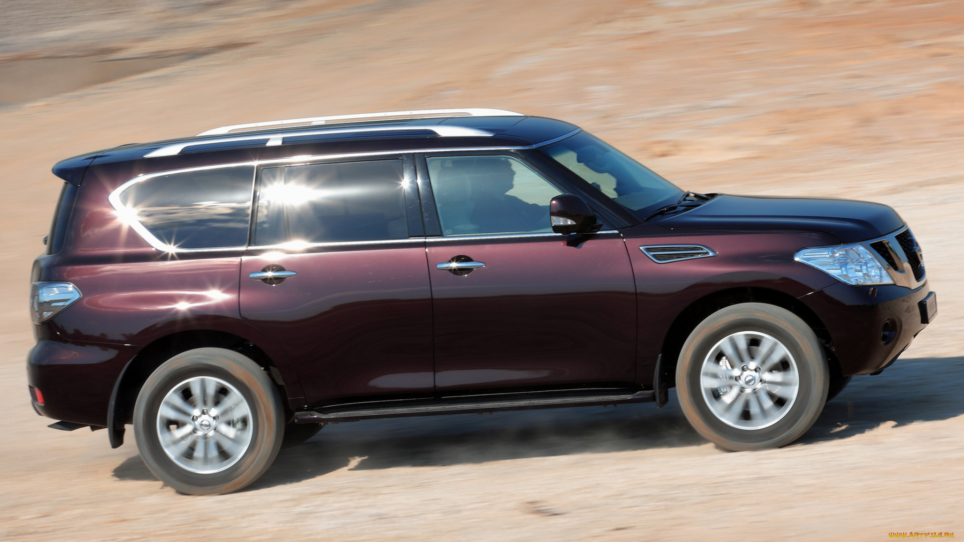 nissan, patrol, y62, автомобили, datsun, внедорожник, пурпурный, в, движении