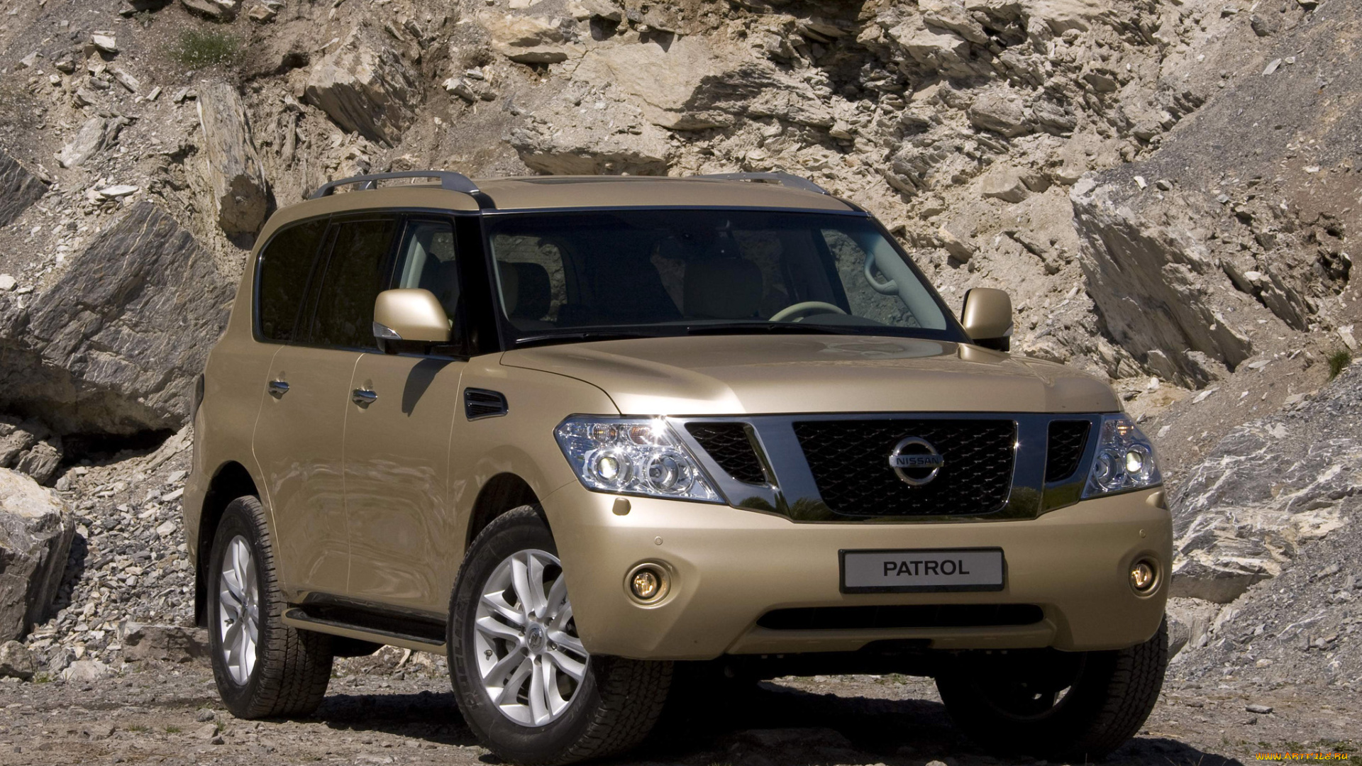 nissan, patrol, y62, автомобили, datsun, внедорожник, золотистый, камни