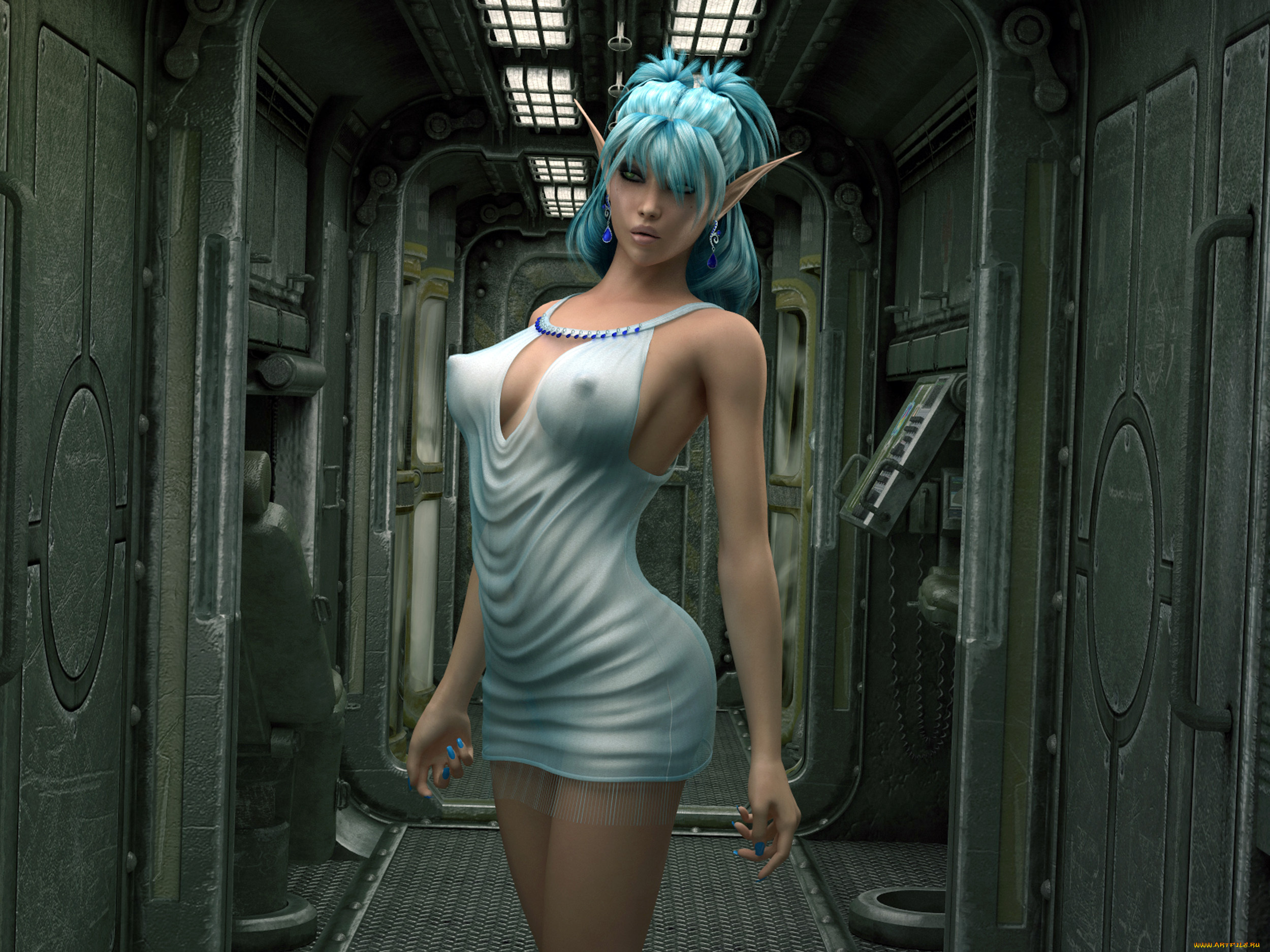 3д, графика, elves, эльфы, rendering, рендеринг, 3d, девушка, эльф, секси, текстура, платье