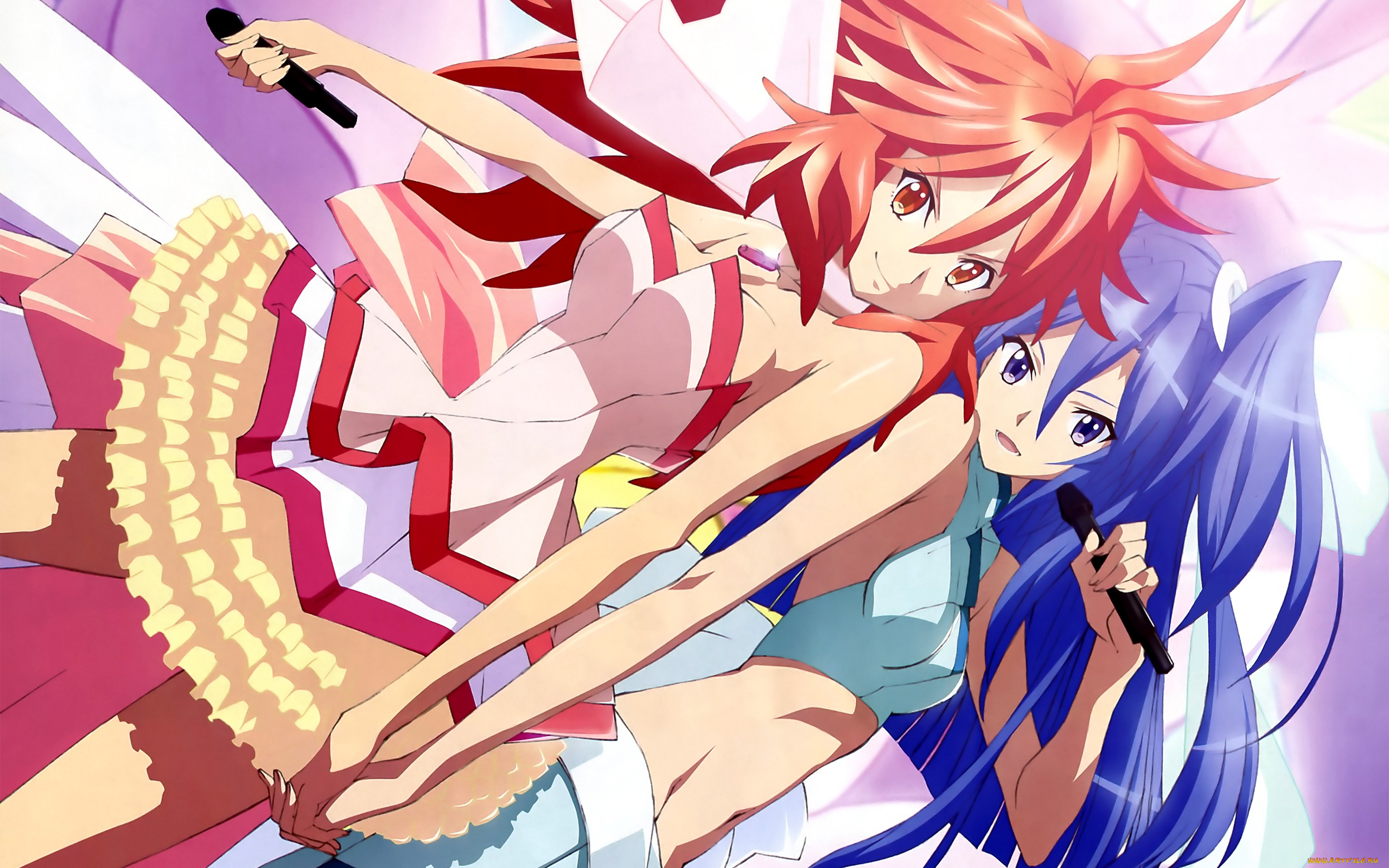 аниме, senki, zesshou, symphogear, микрофоны, девушки