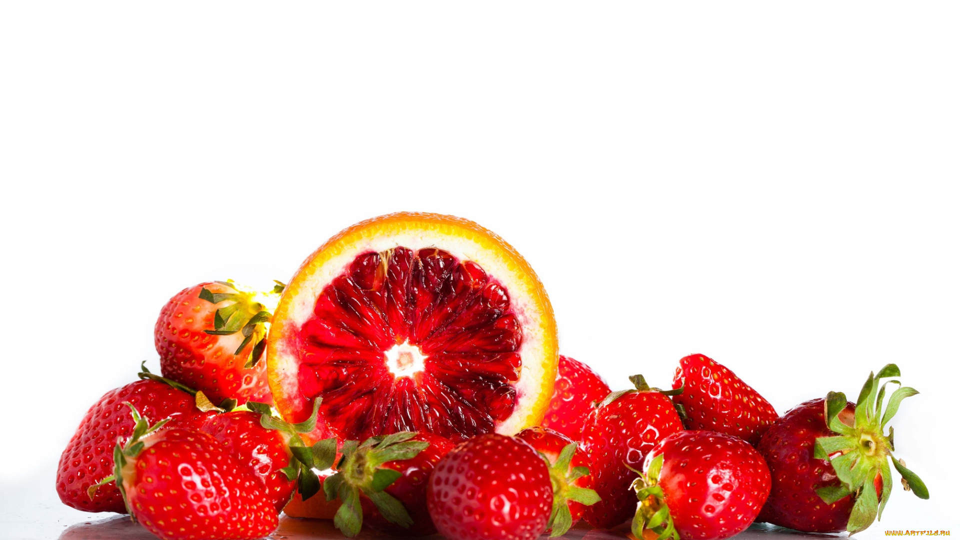 еда, фрукты, ягоды, клубника, апельсин