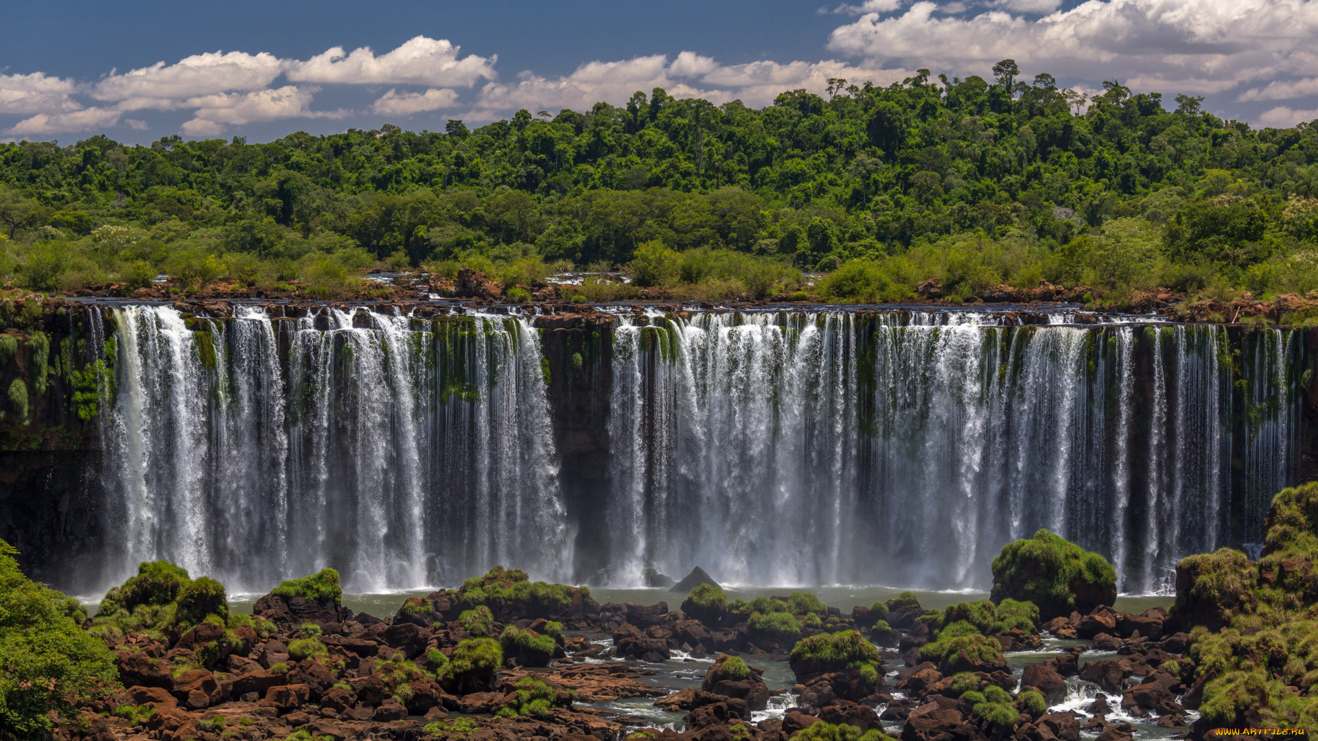 природа, водопады, вода, поток