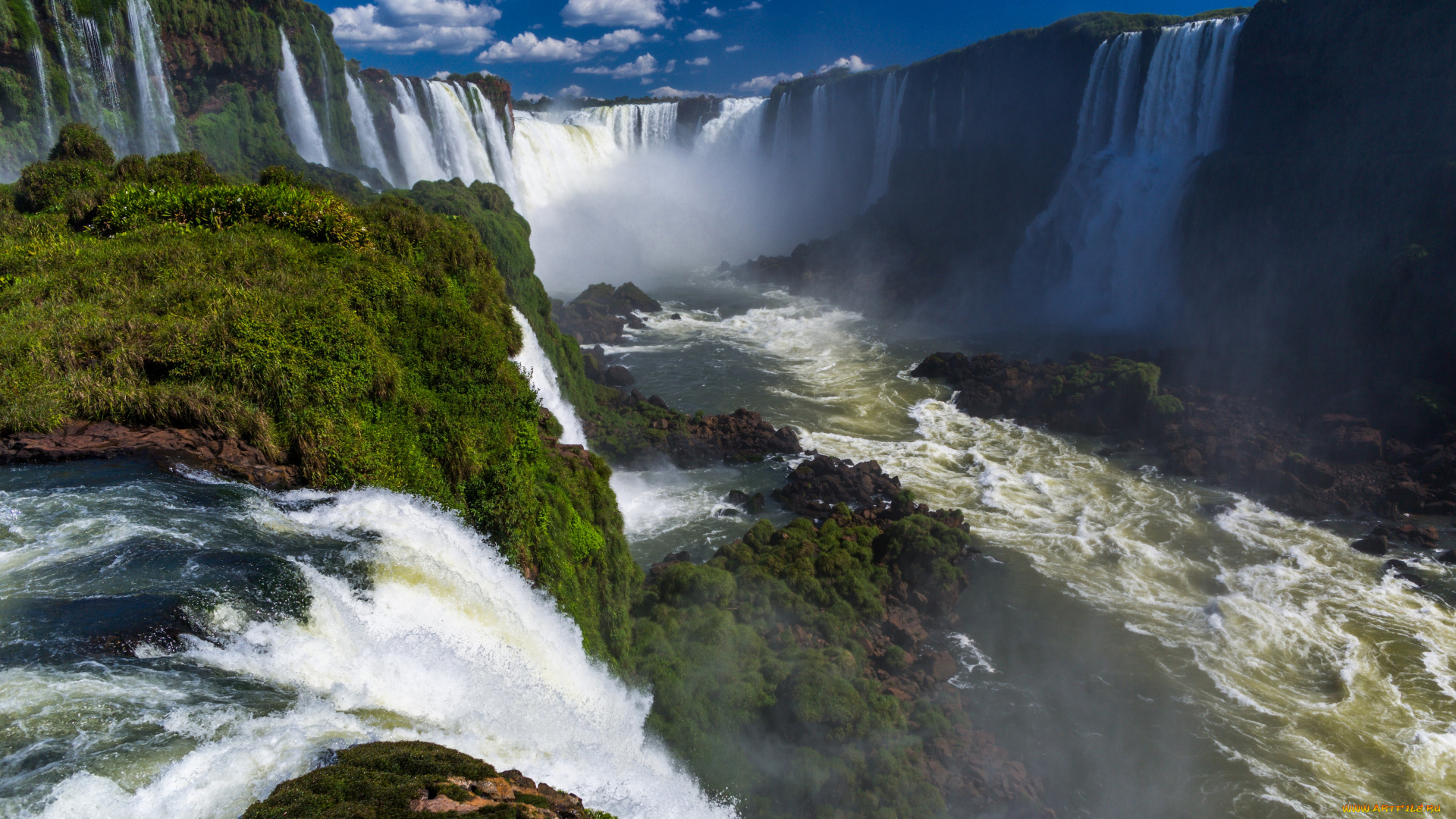 природа, водопады, вода, поток, стихия