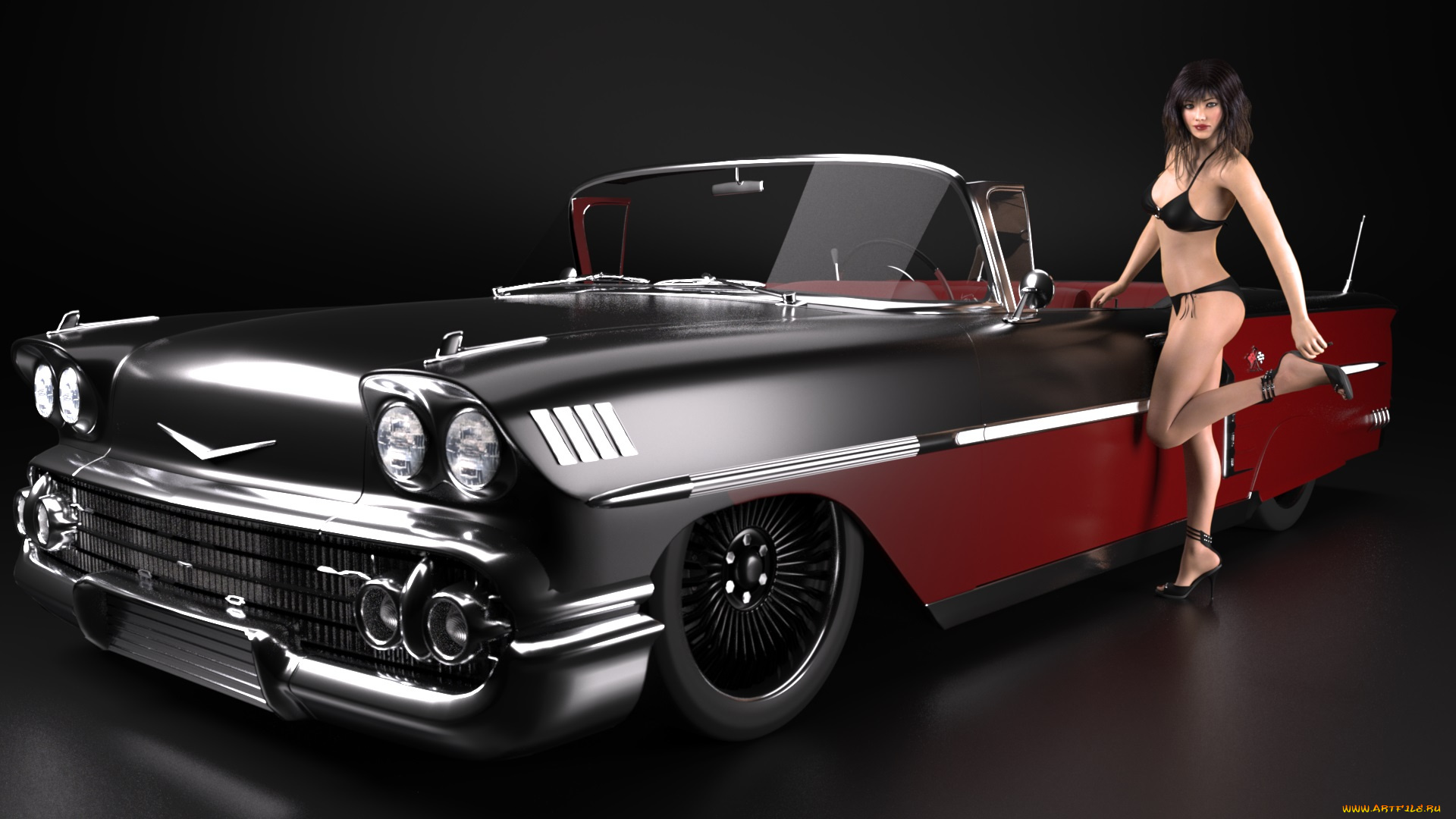 автомобили, 3d, car&girl, девушка, автомобиль