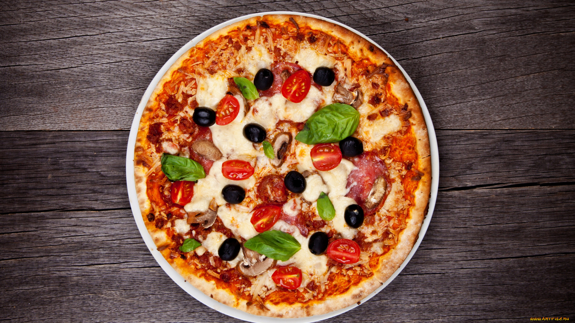 еда, пицца, оливки, начинка, зелень