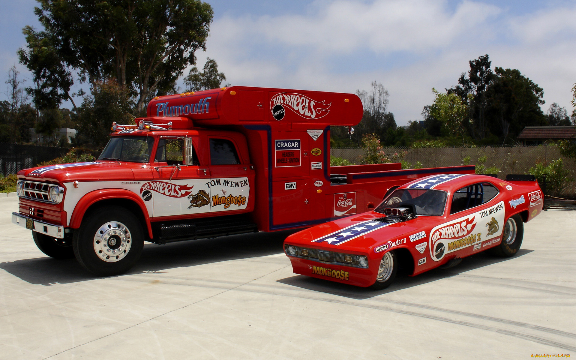 автомобили, разные, вместе, грузовик, драгстер, плимут, додж