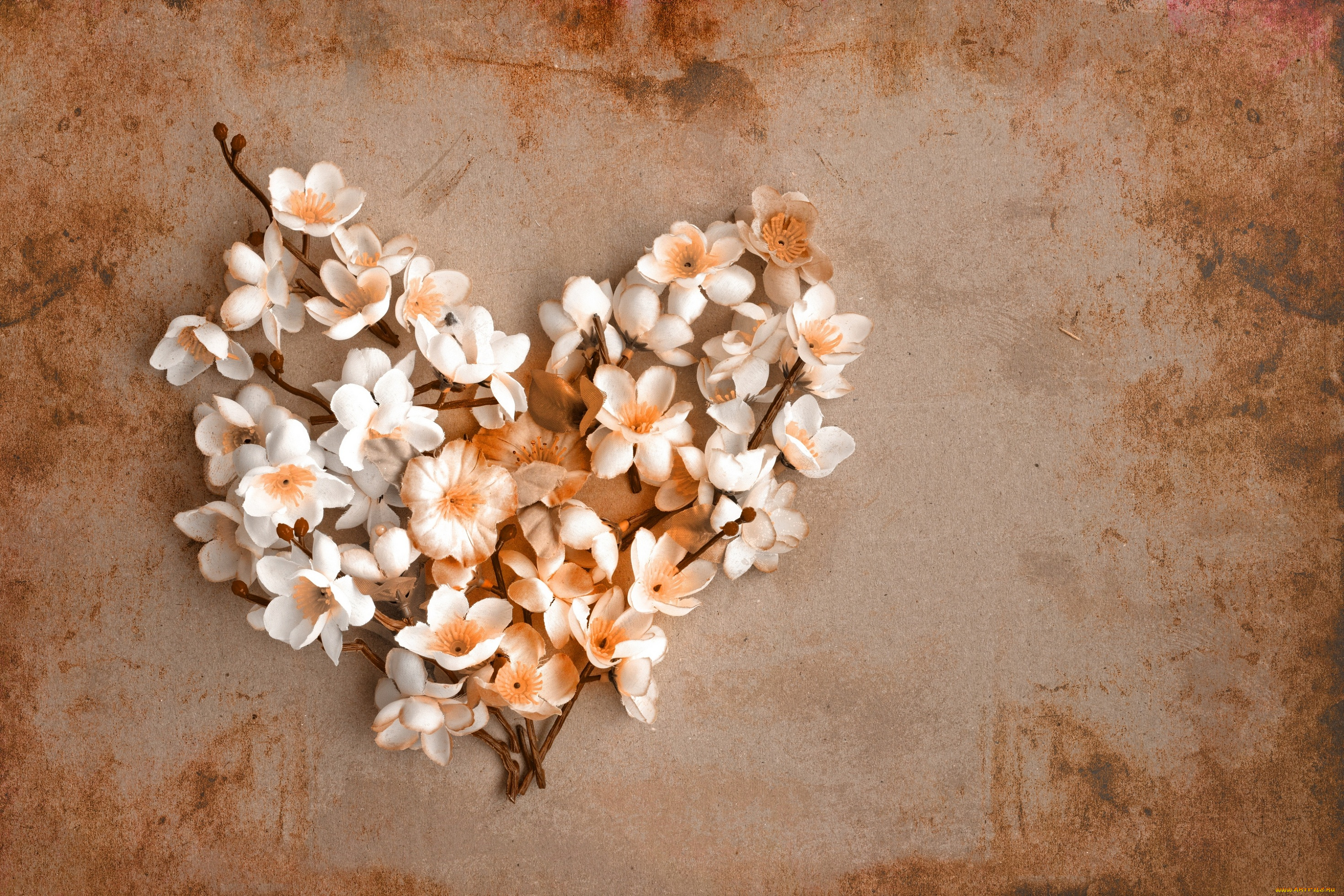 разное, ремесла, , поделки, , рукоделие, сердце, ветки, цветы, весна, бумага, винтаж