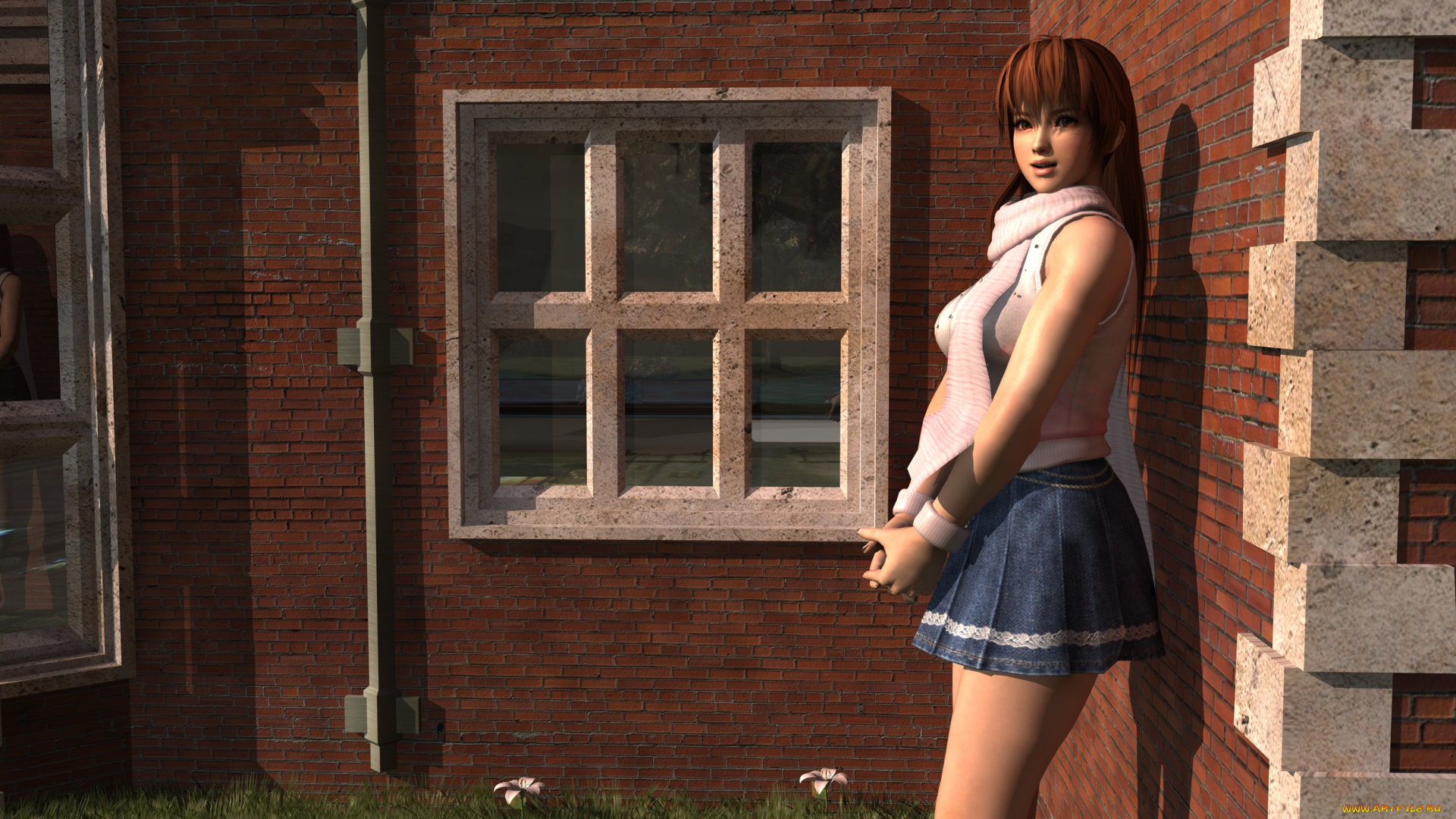 3д, графика, аниме, , anime, фон, взгляд, девушка