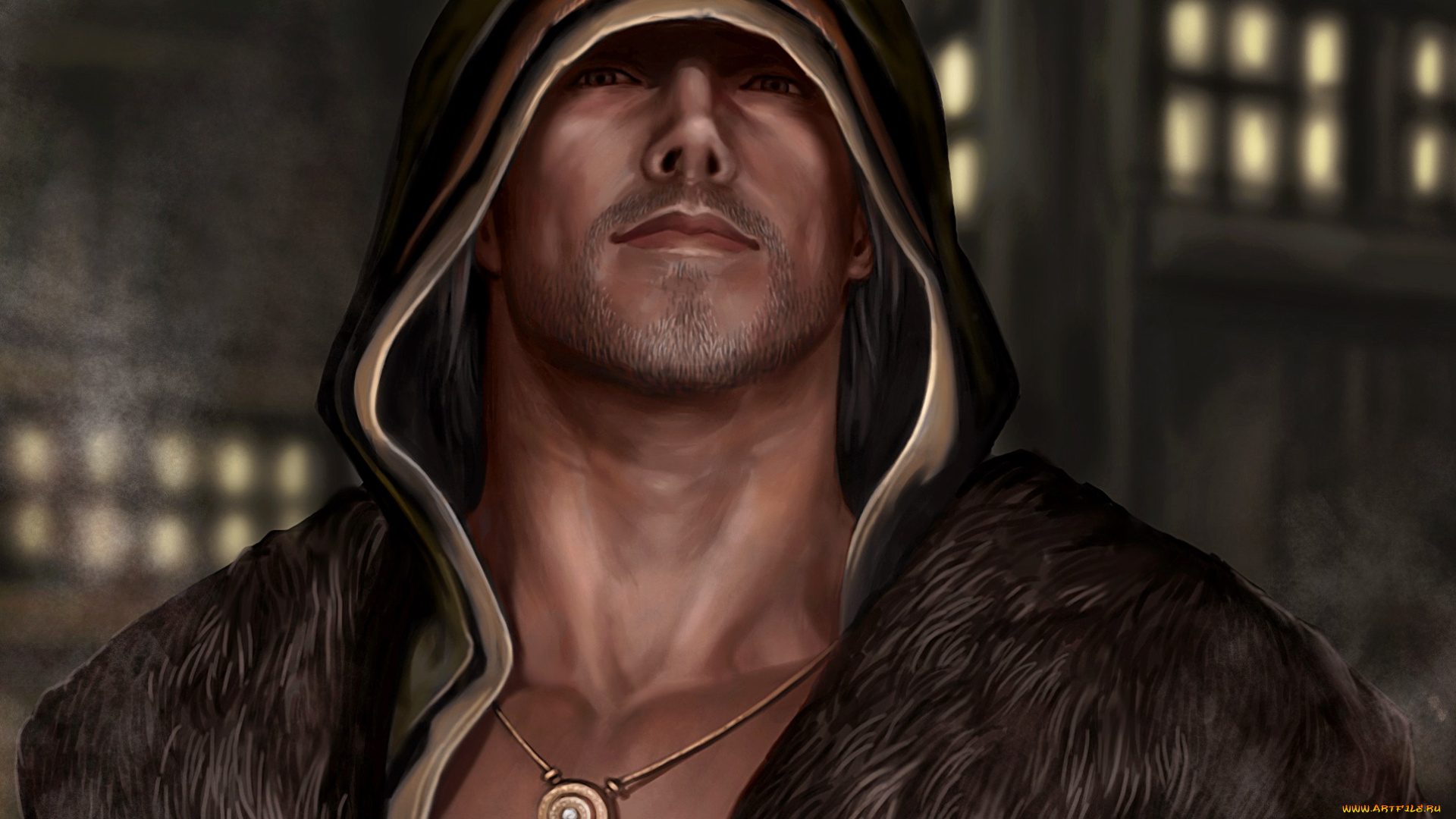 фэнтези, люди, парень, капюшон, взгляд