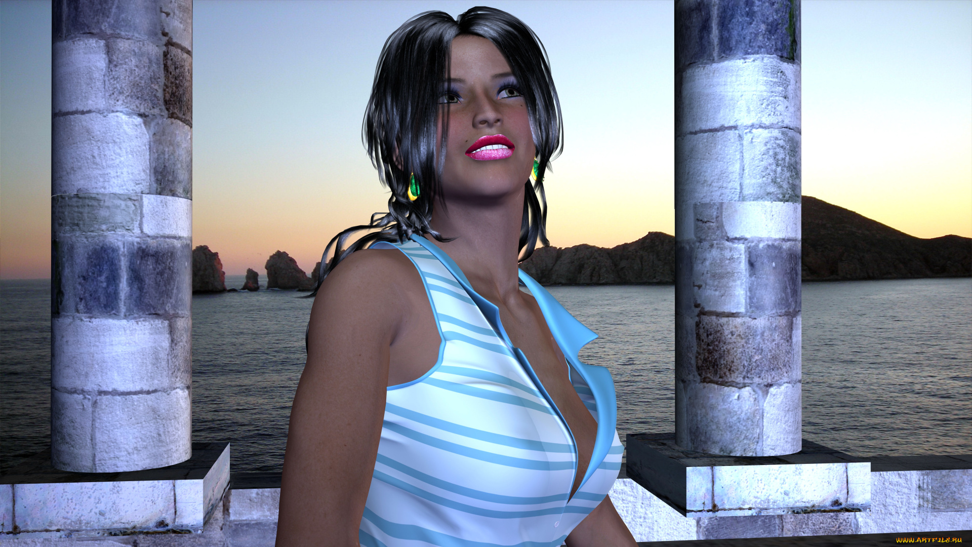 katarina, 3д, графика, люди, , people, фон, взгляд, девушка