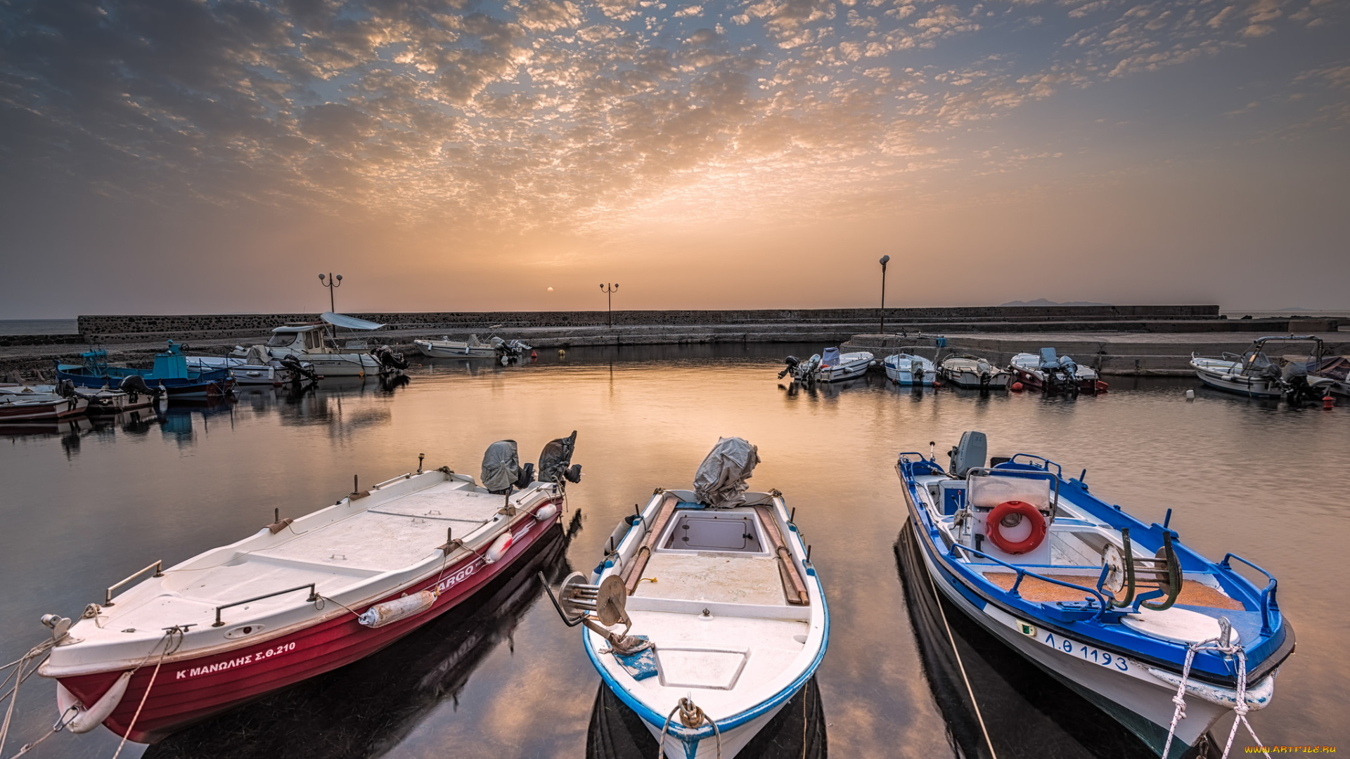 корабли, моторные, лодки, причал, лодки