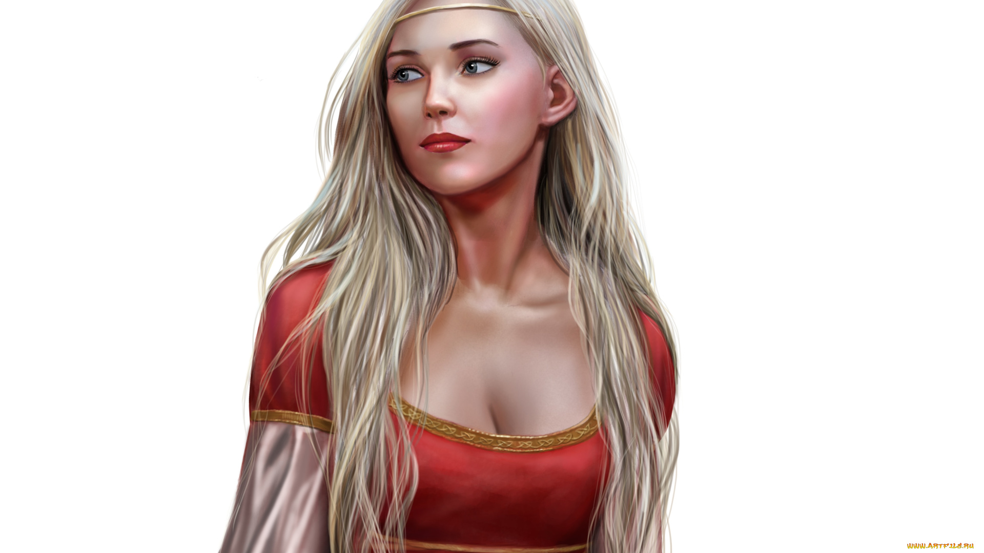 рисованное, люди, арт, девушка, взгляд, платье, белый, фон