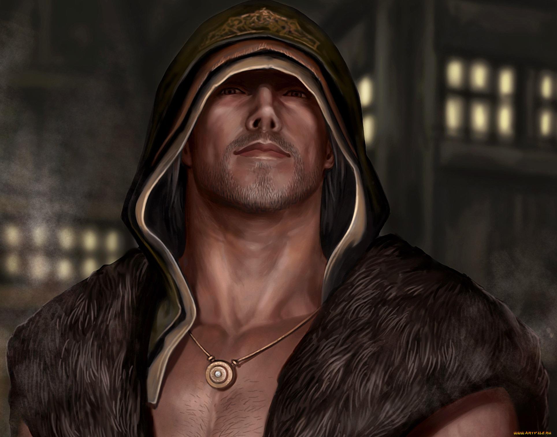 фэнтези, люди, парень, капюшон, взгляд