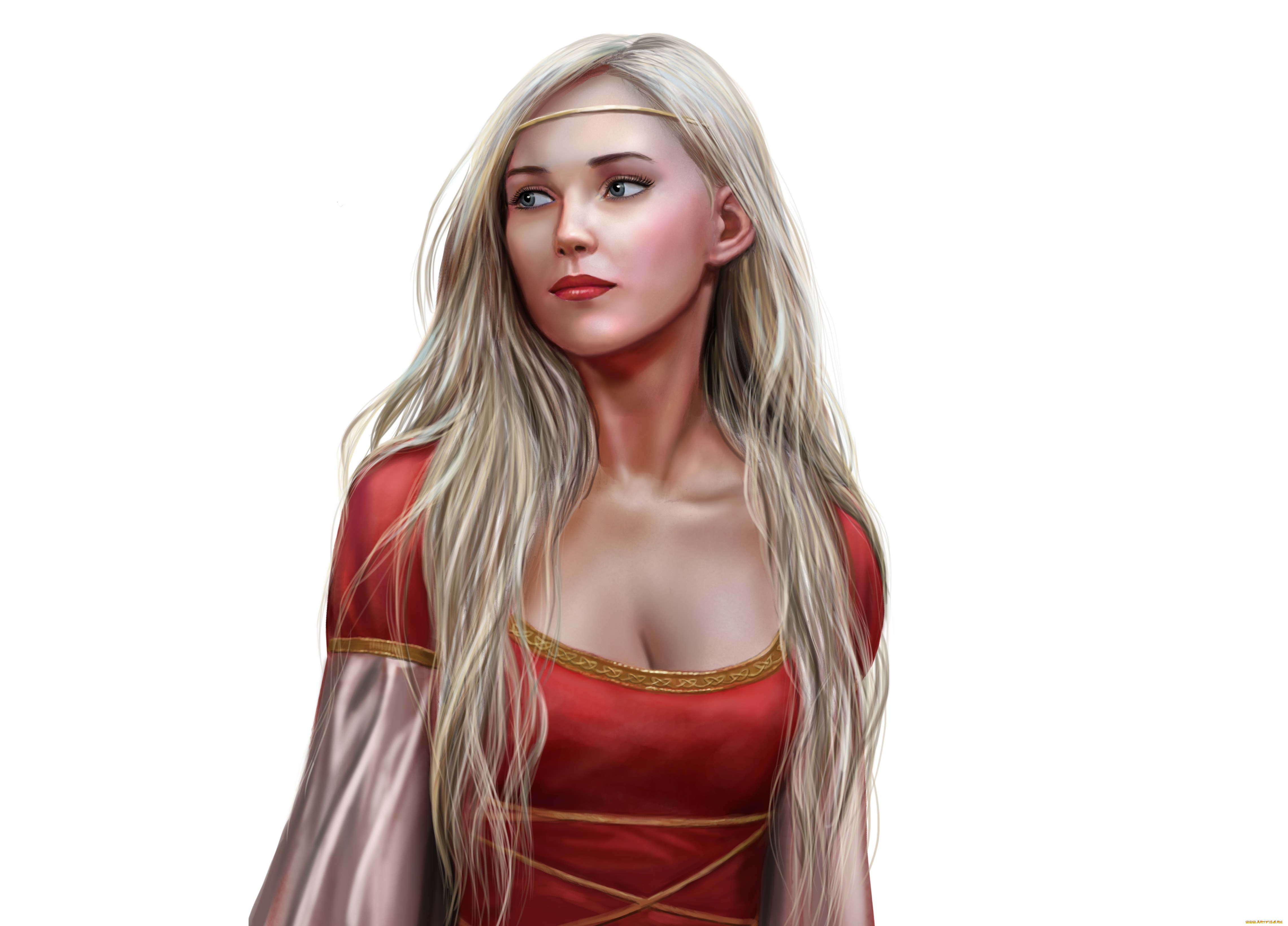 рисованное, люди, арт, девушка, взгляд, платье, белый, фон